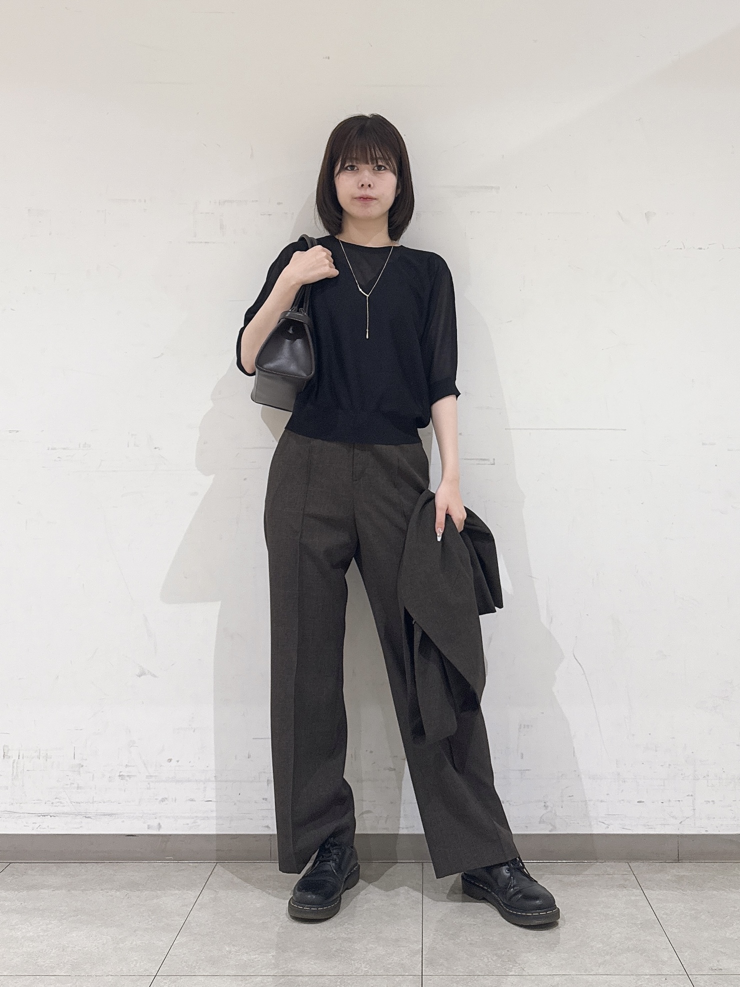 rinaさんの「INDIVI｜【体型カバー／洗える】シアードルマンニット」を使ったコーディネート