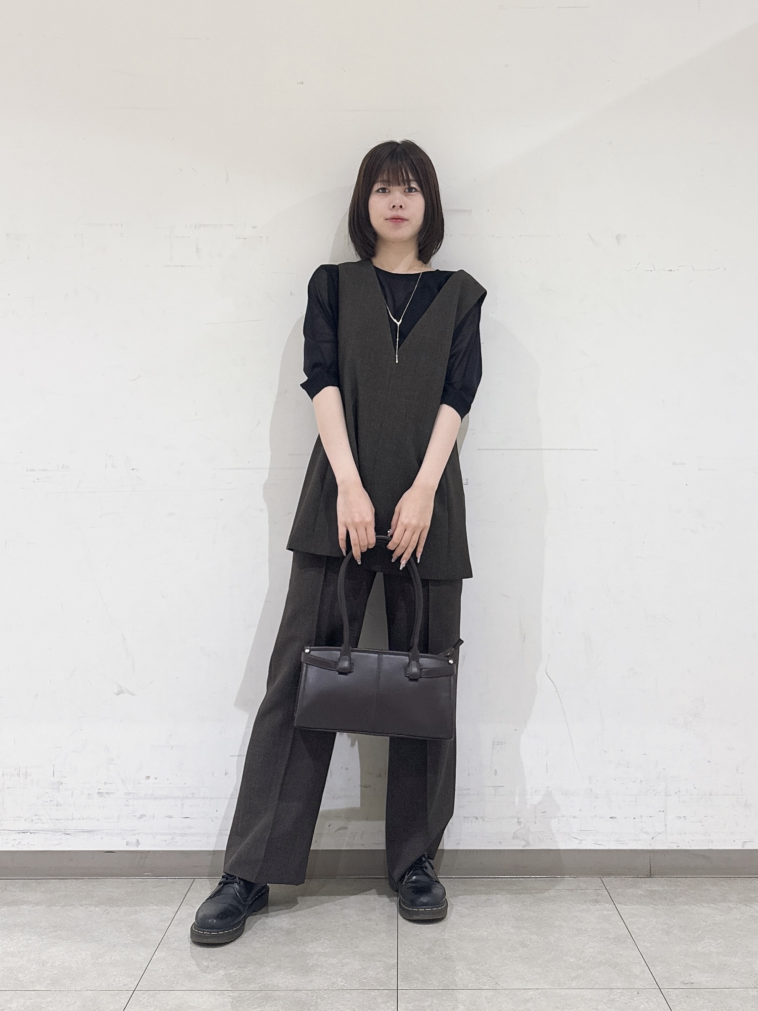 rinaさんの「INDIVI｜【体型カバー／洗える】シアードルマンニット」を使ったコーディネート