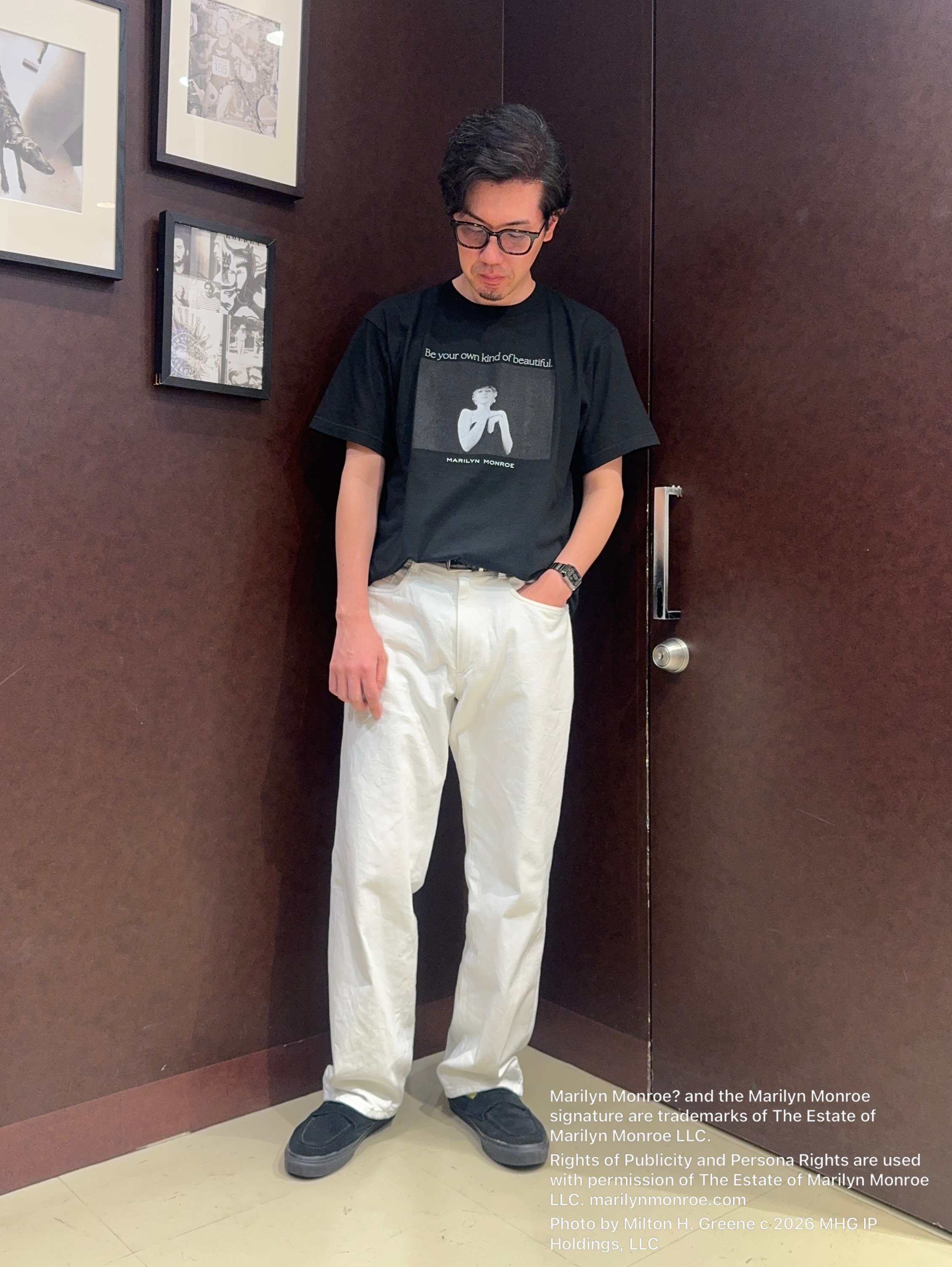 shuheiさんの「TAKEO KIKUCHI｜【別注】マリリン・モンロー/フォトTシャツ」を使ったコーディネート