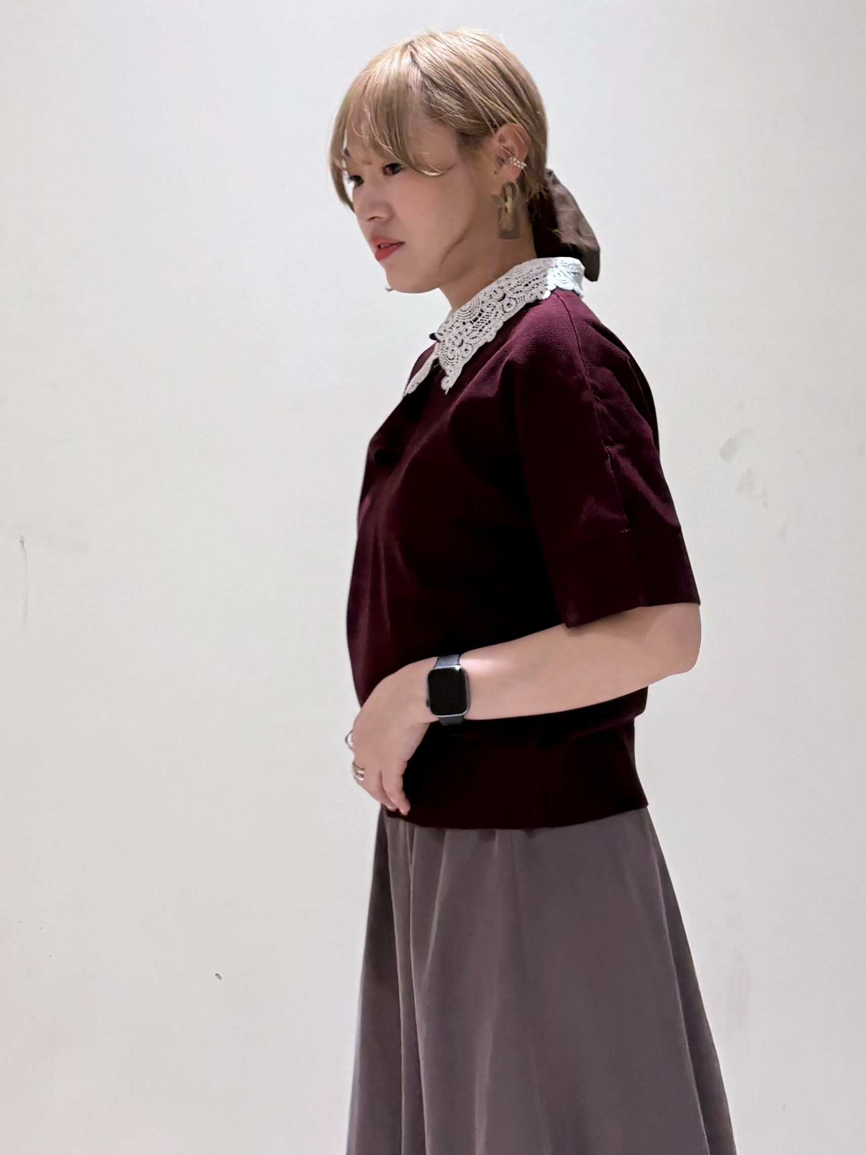 みきちぃさんの「OPAQUE.CLIP｜【接触冷感】サテンイージーフレアスカート《洗濯機OK》」を使ったコーディネート
