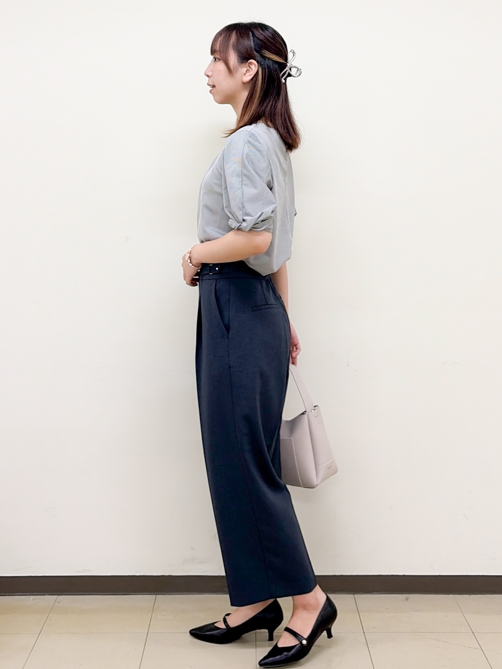 yurinaさんの「index｜【吸水速乾】ストライプ調デザインスリーブトップス《洗濯機OK》」を使ったコーディネート