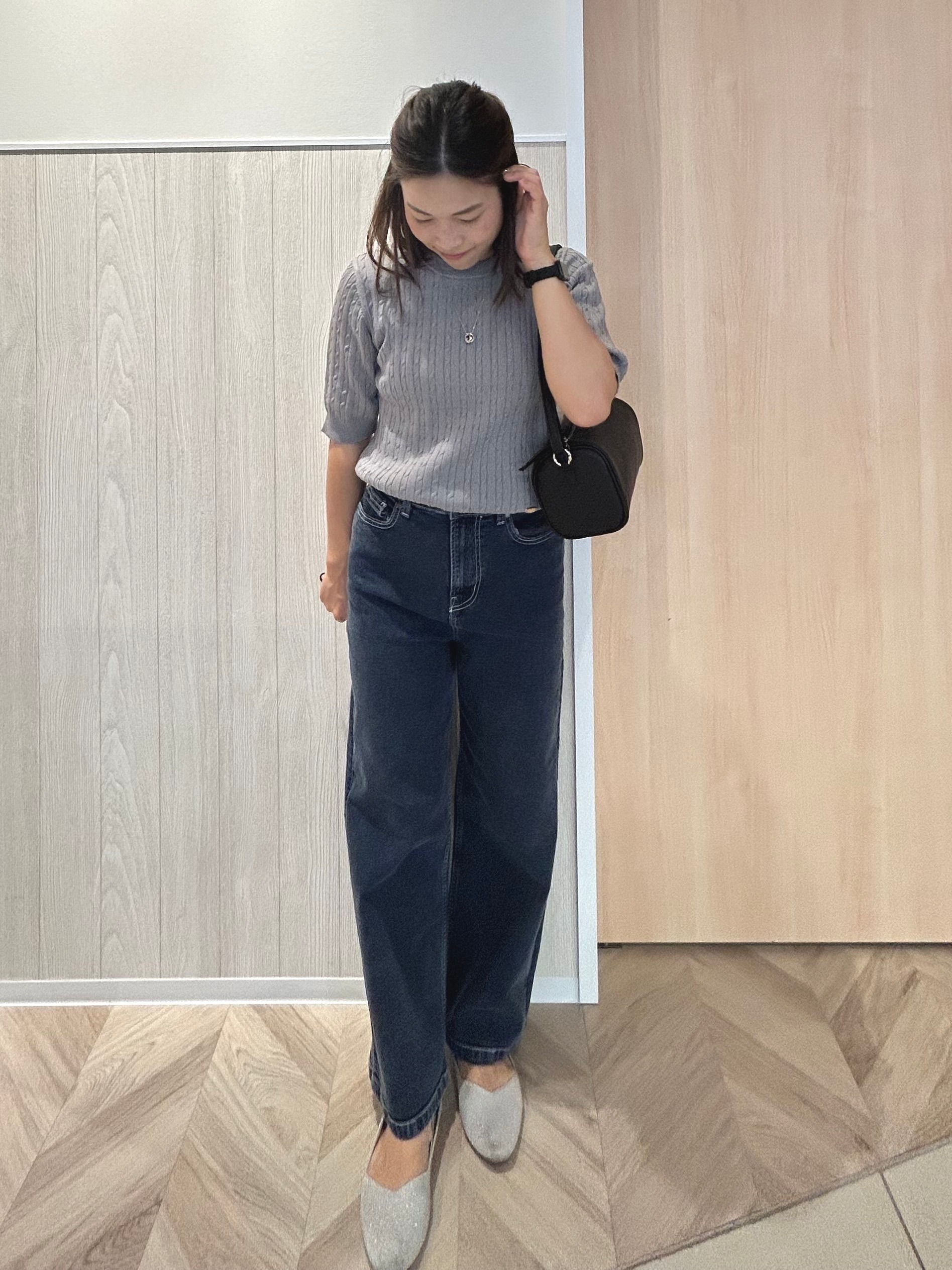 tomoさんの「SHOO･LA･RUE｜【洗濯機可/S-LL】上品見え ミニケーブルニット」を使ったコーディネート