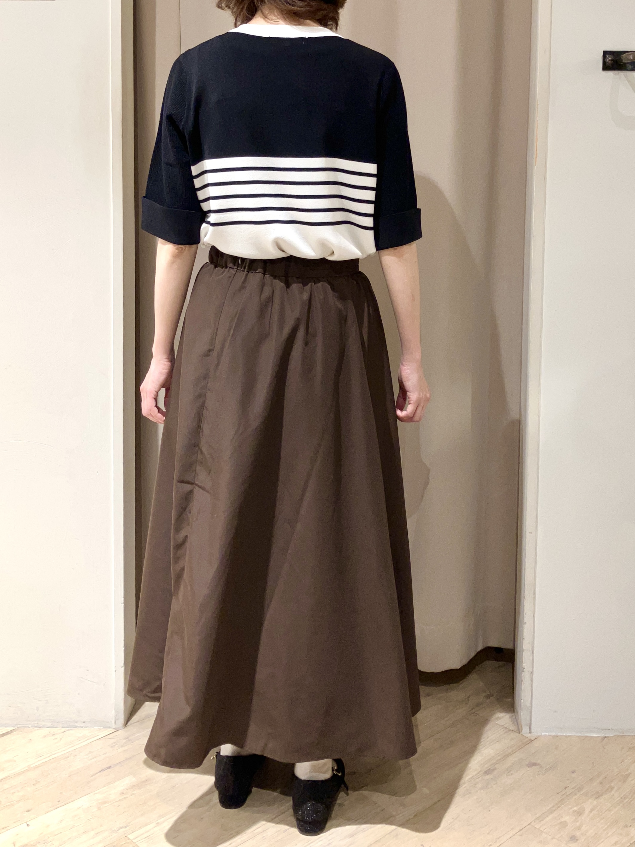 kimiさんの「grove｜新色追加！【シリーズ累計36万枚/名品ニット】やわらかドライタッチ 袖メッシュ編みニット」を使ったコーディネート
