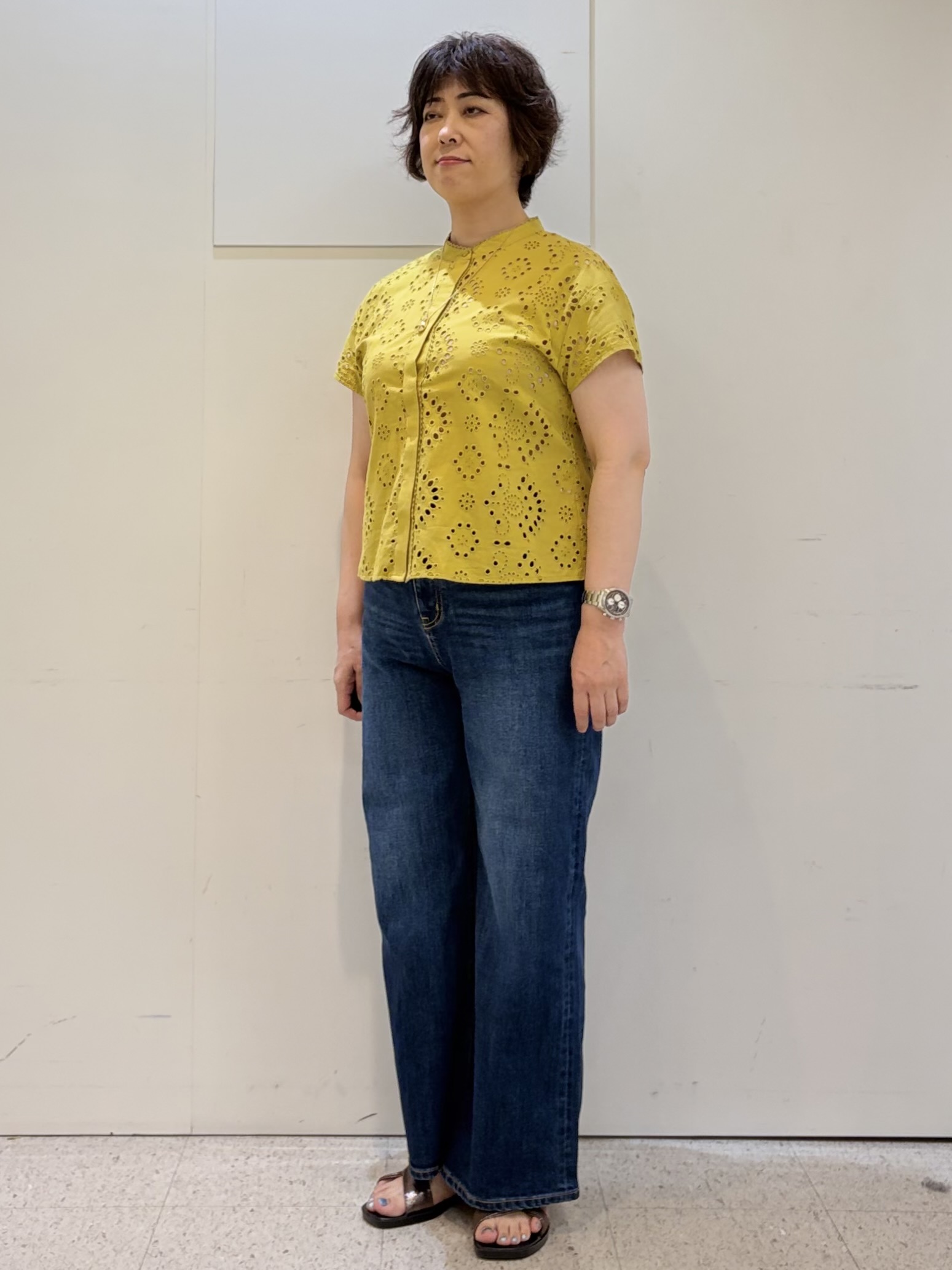 ヤスコさんの「Reflect｜【通勤◎】カットワーク刺繍レース シャツブラウス」を使ったコーディネート