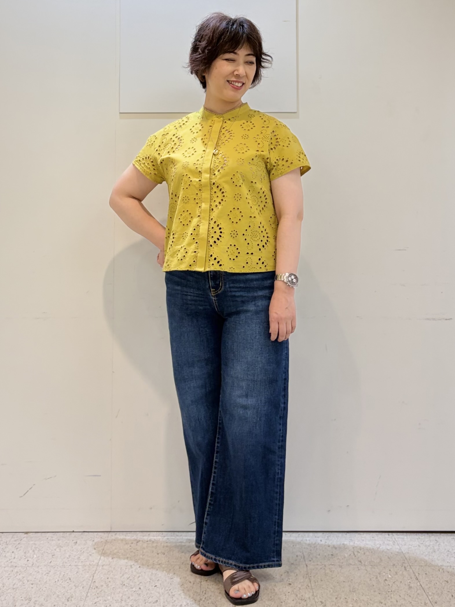 ヤスコさんの「Reflect｜【通勤◎】カットワーク刺繍レース シャツブラウス」を使ったコーディネート