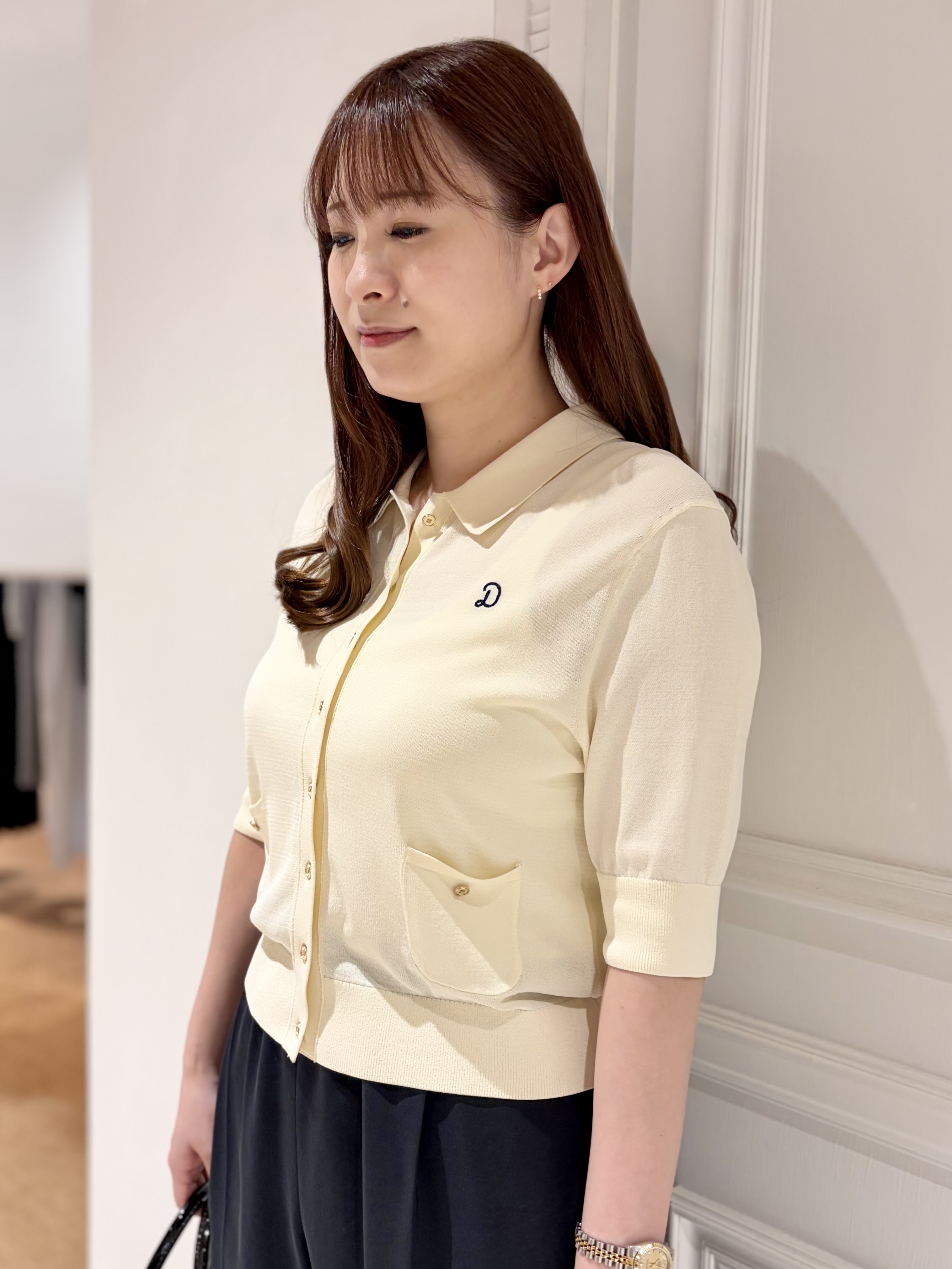 minowaさんの「DRESSTERIOR｜【接触冷感／UVカット】ハーフスリーブ シアーカーディガン」を使ったコーディネート