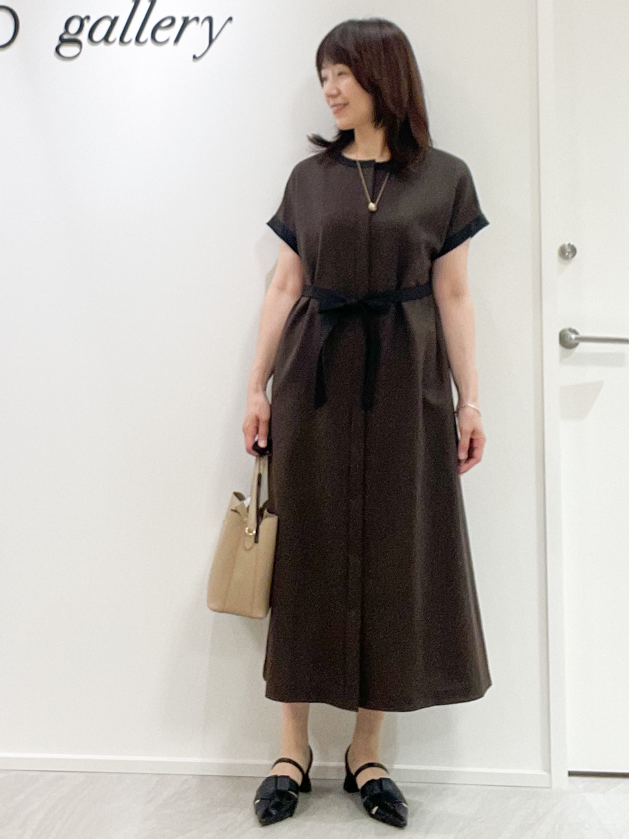 めいさんの「UNTITLED｜【接触冷感/UVカット/イージーケア】配色ラインワンピース」を使ったコーディネート