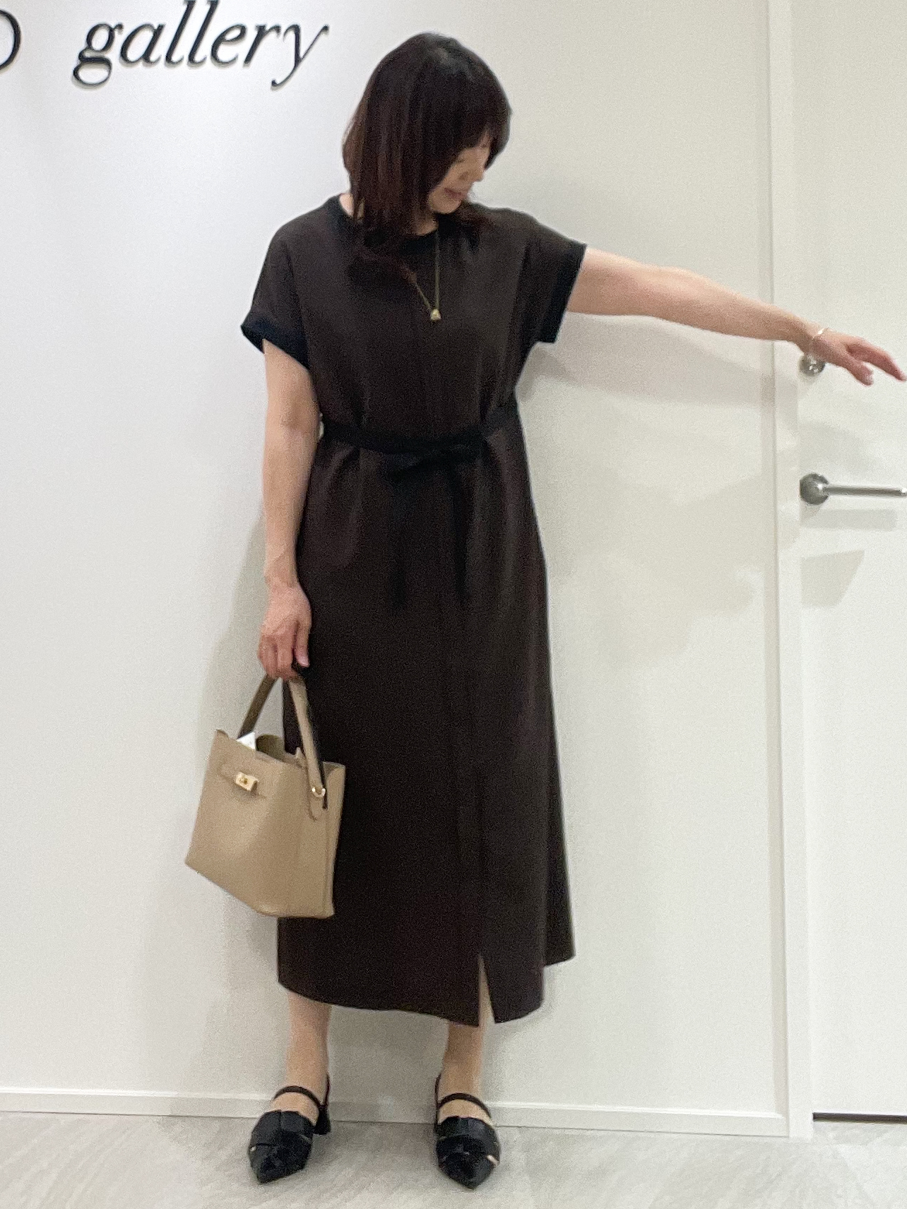 めいさんの「UNTITLED｜【接触冷感/UVカット/イージーケア】配色ラインワンピース」を使ったコーディネート