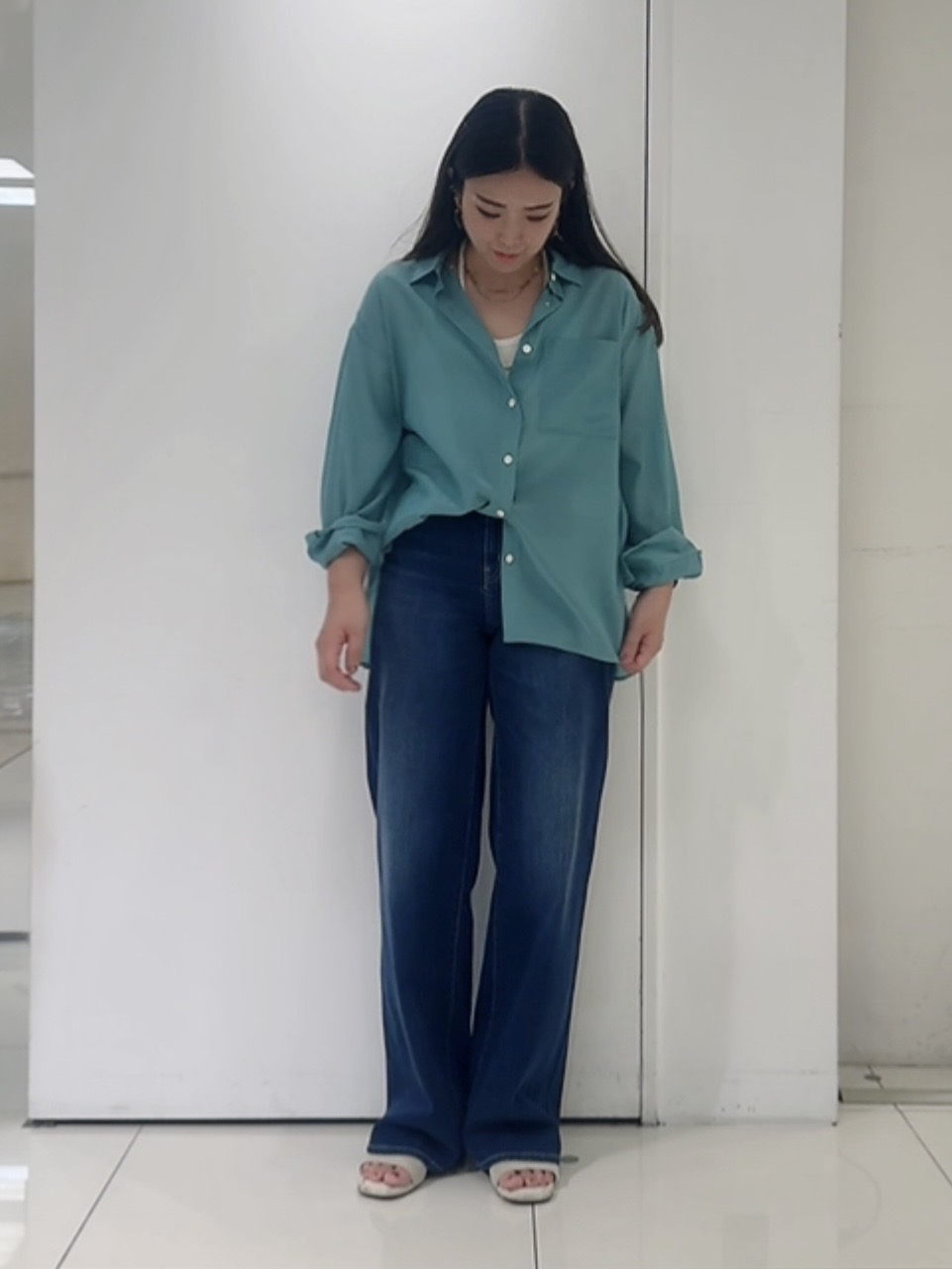 なかじさんの「UNTITLED｜シルキータッチシアーシャツ」を使ったコーディネート