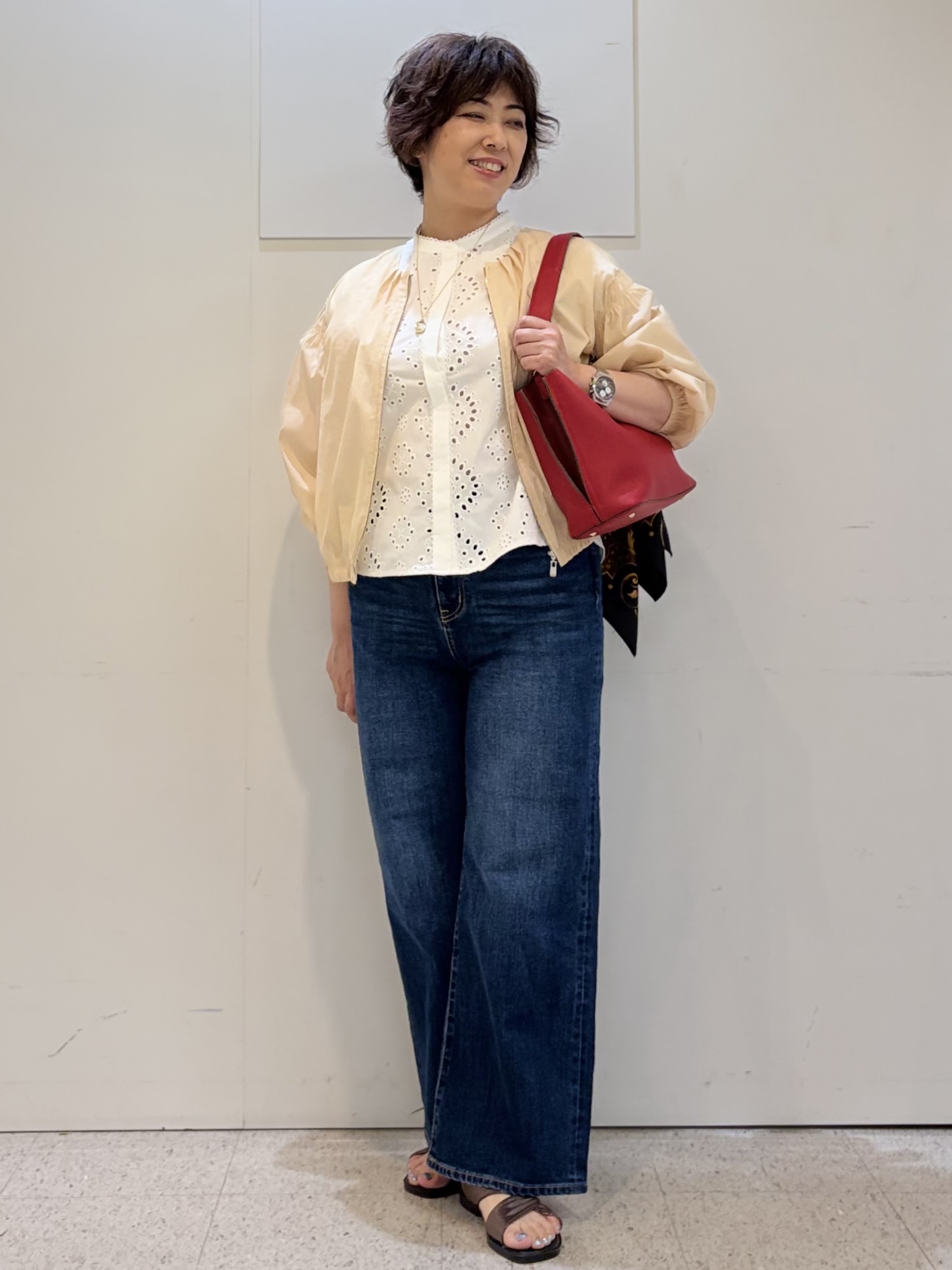 ヤスコさんの「Reflect｜フロントファスナーシアーブルゾン」を使ったコーディネート