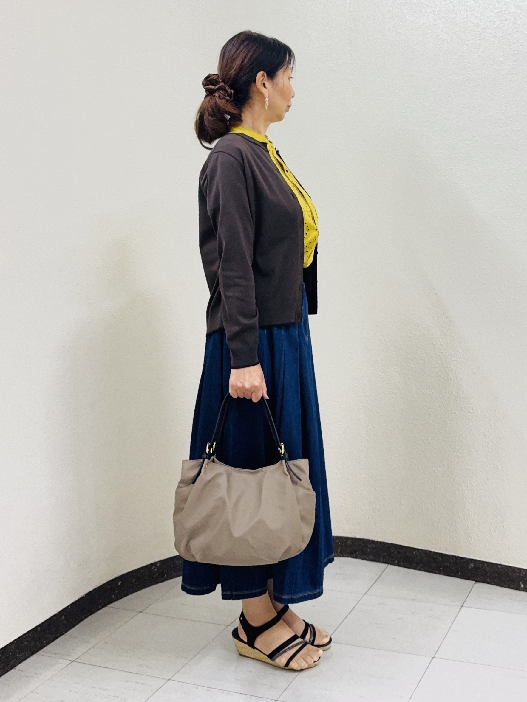 ⭐︎Eimi⭐︎さんの「Reflect｜【UVカット／アンサンブル／手洗い可】バイカラーニットカーディガン」を使ったコーディネート