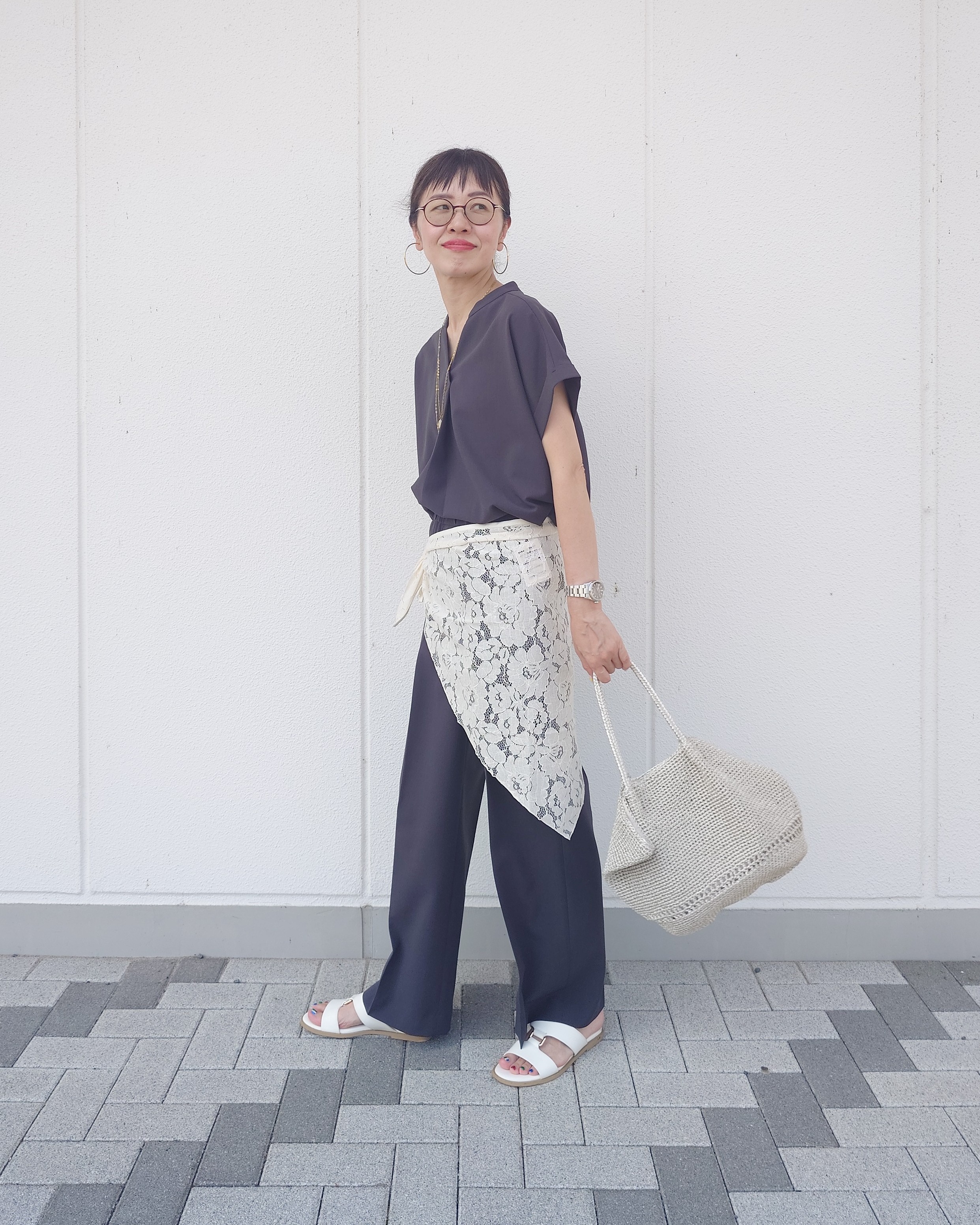 MUTSUKOさんの「UNTITLED｜【セットアップ可/通気性/UVカット】エアリークールブラウス」を使ったコーディネート