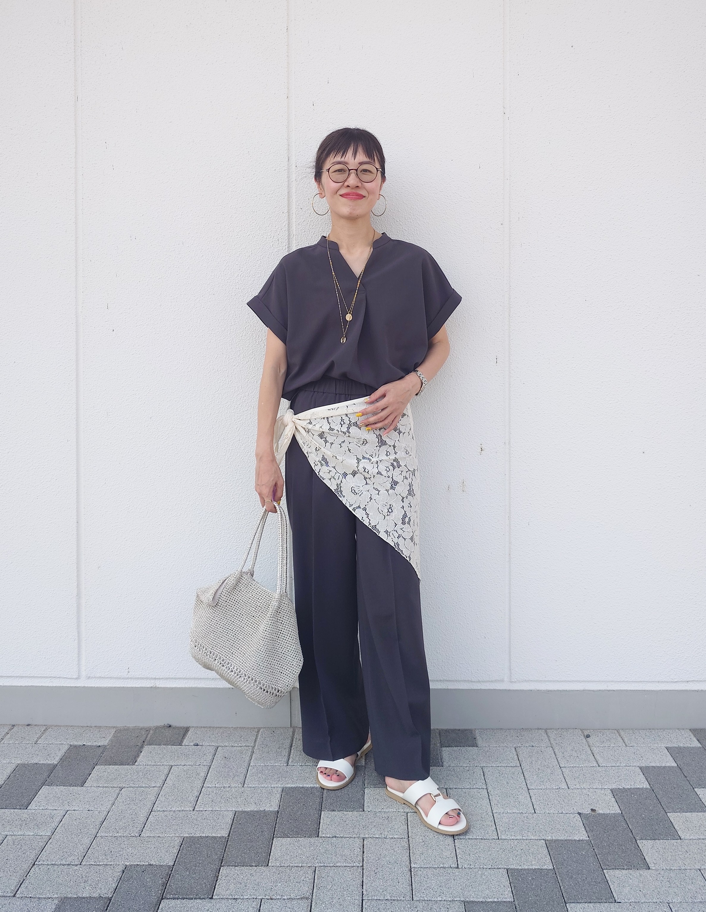 MUTSUKOさんの「UNTITLED｜【セットアップ可/通気性/UVカット】エアリークールブラウス」を使ったコーディネート