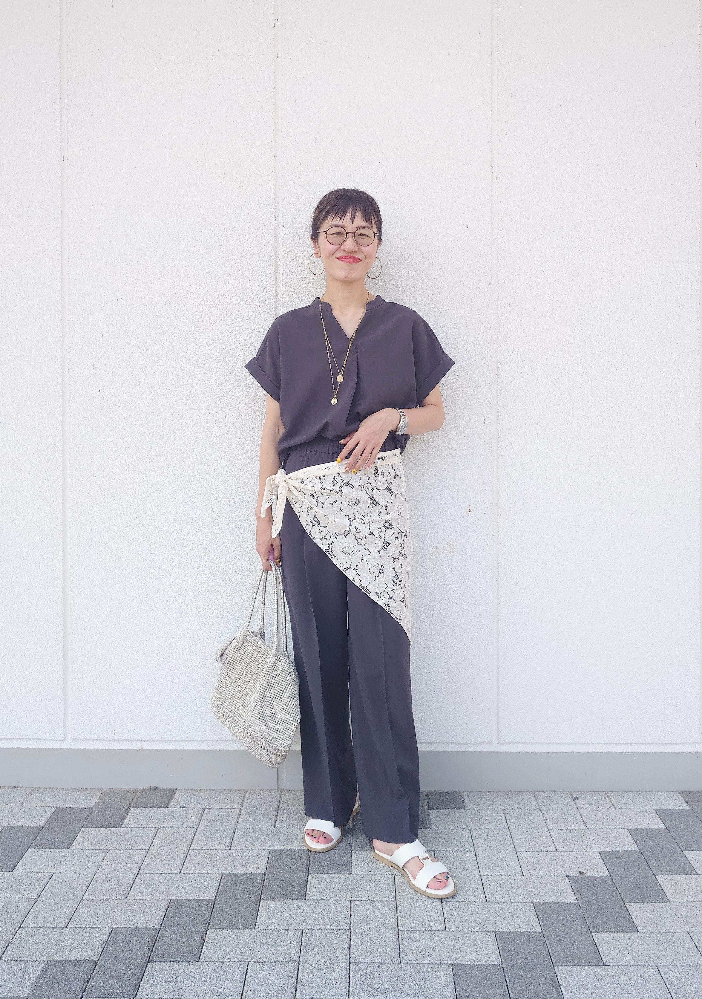 MUTSUKOさんの「UNTITLED｜【セットアップ可/通気性/UVカット】エアリークールブラウス」を使ったコーディネート