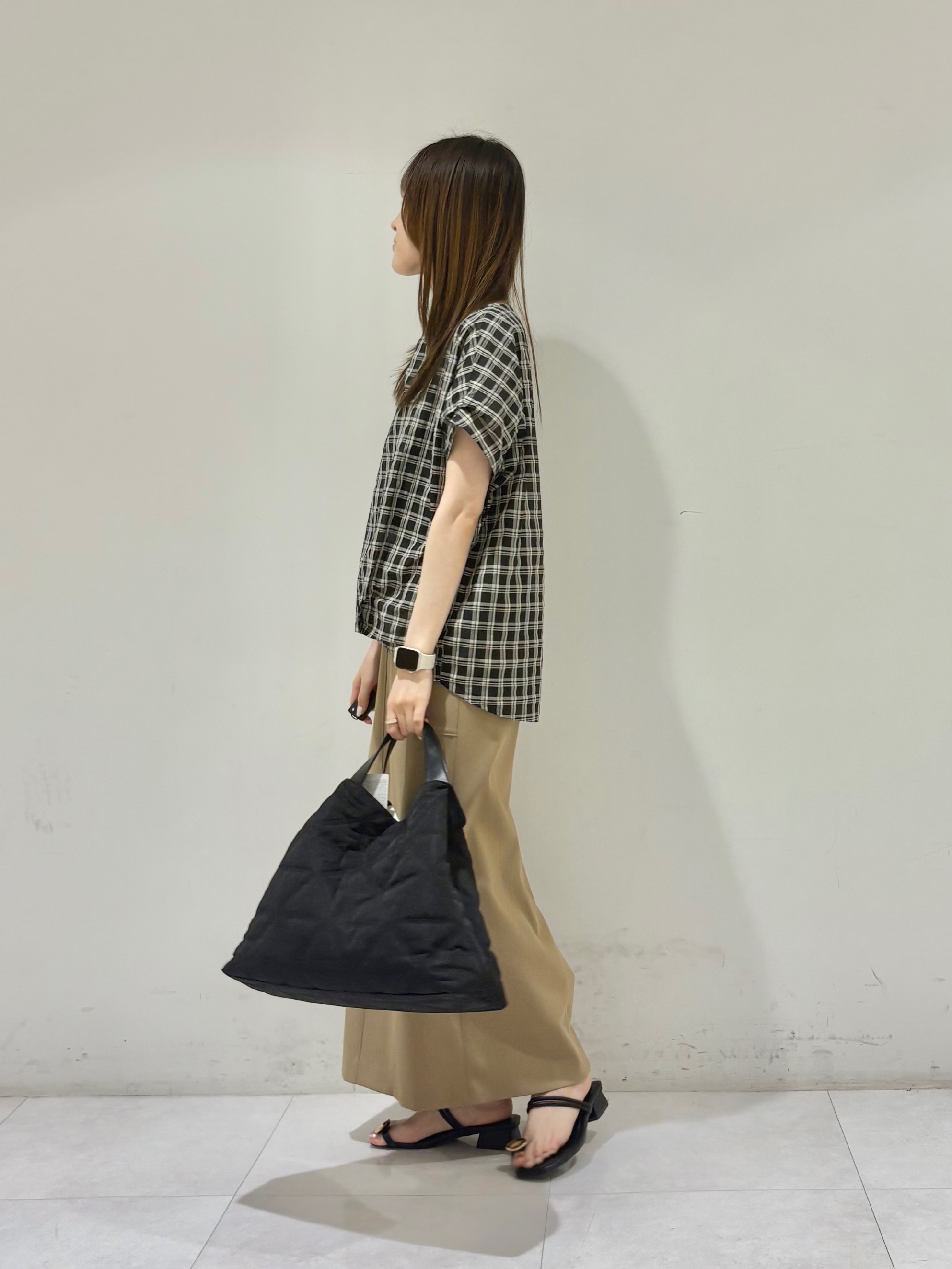 kyokaさんの「UNTITLED｜シアーチェックブラウス」を使ったコーディネート