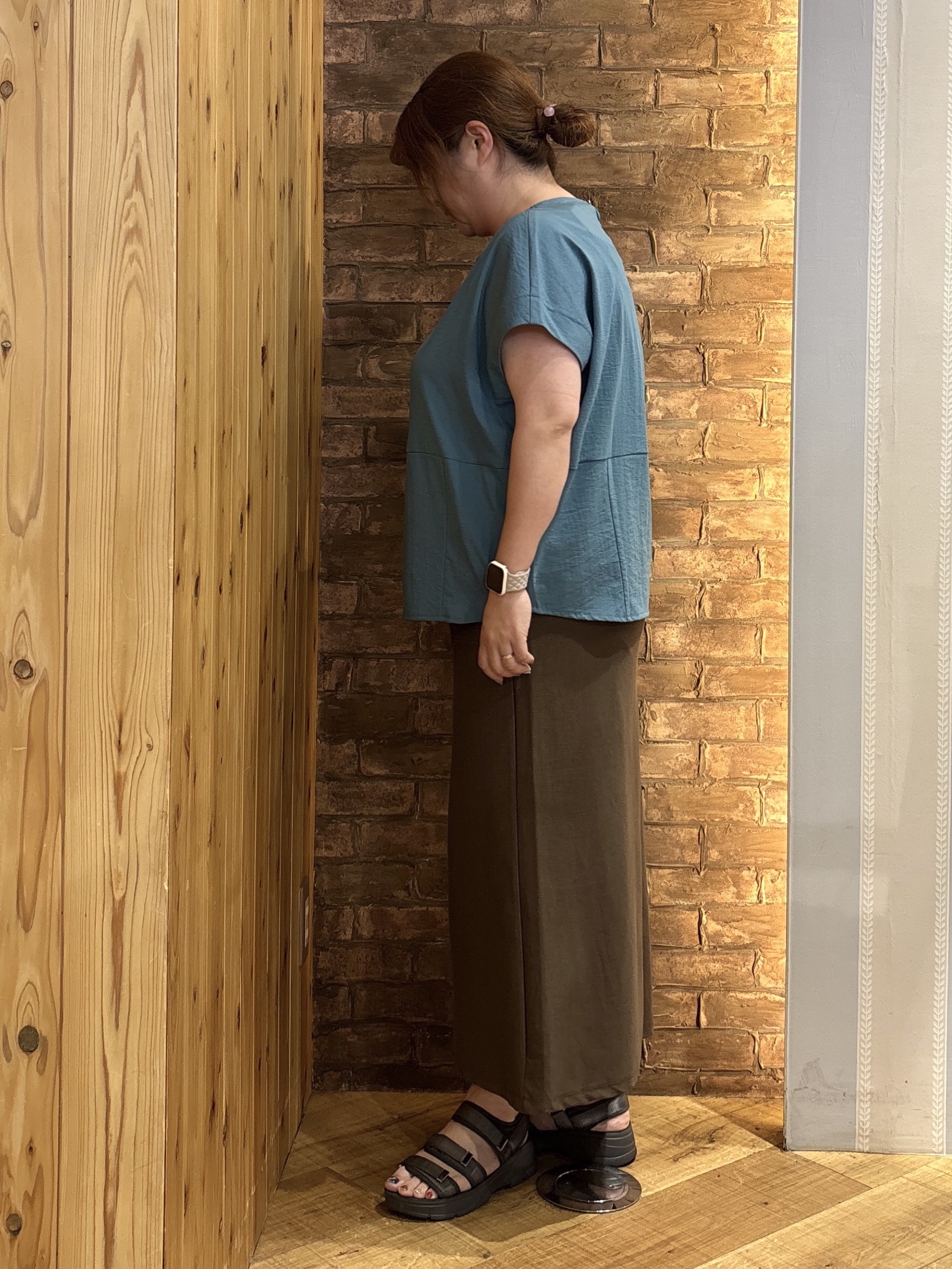 ゆかぴさんの「SHOO･LA･RUE｜【洗濯機可/セットアップ可】軽凛(かろりん) シンプル上品 ひんやり切替コクーントップス」を使ったコーディネート
