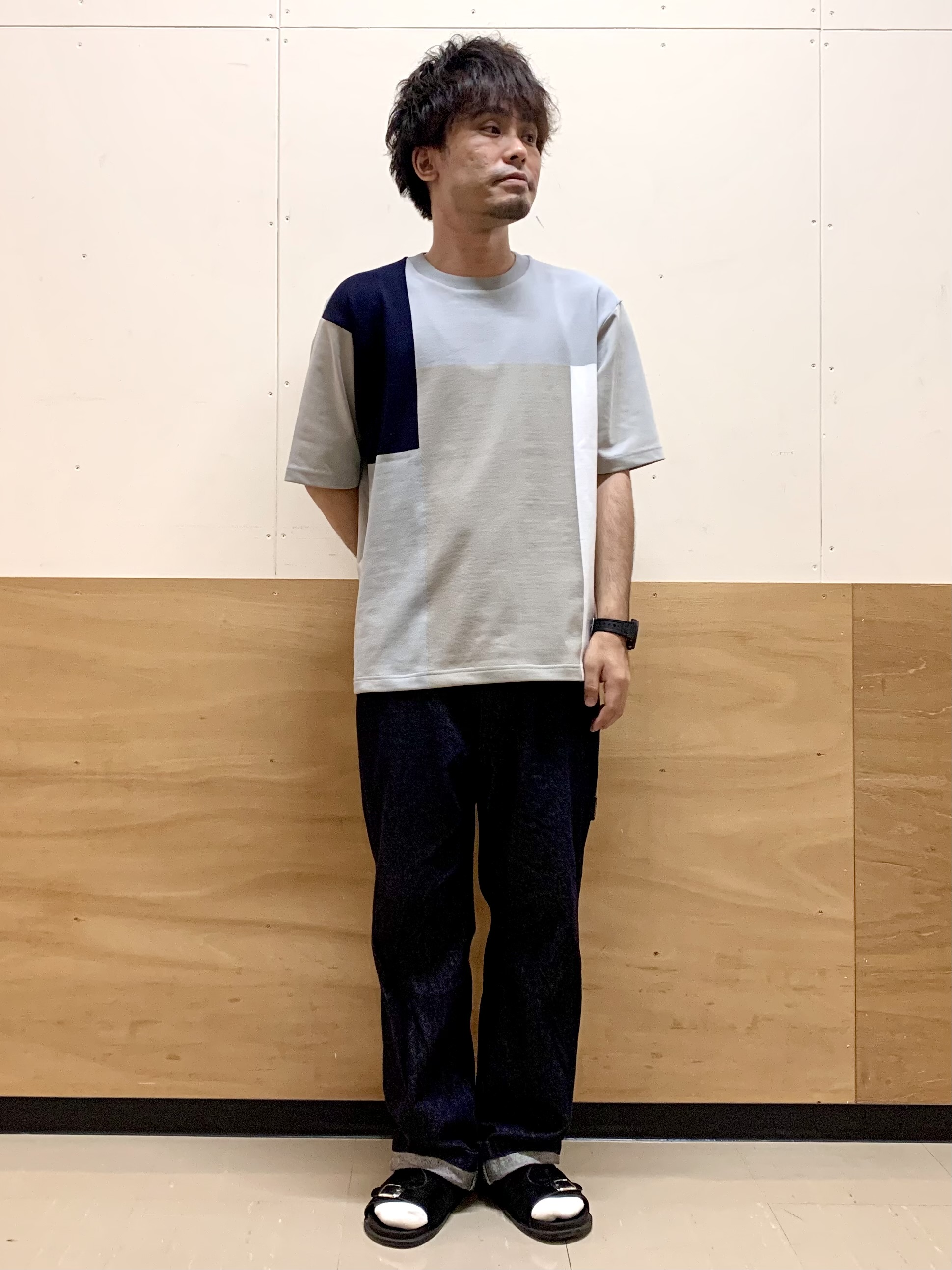 MATUさんの「THE SHOP TK｜【洗濯機OK】ブロッキング半袖ニット」を使ったコーディネート