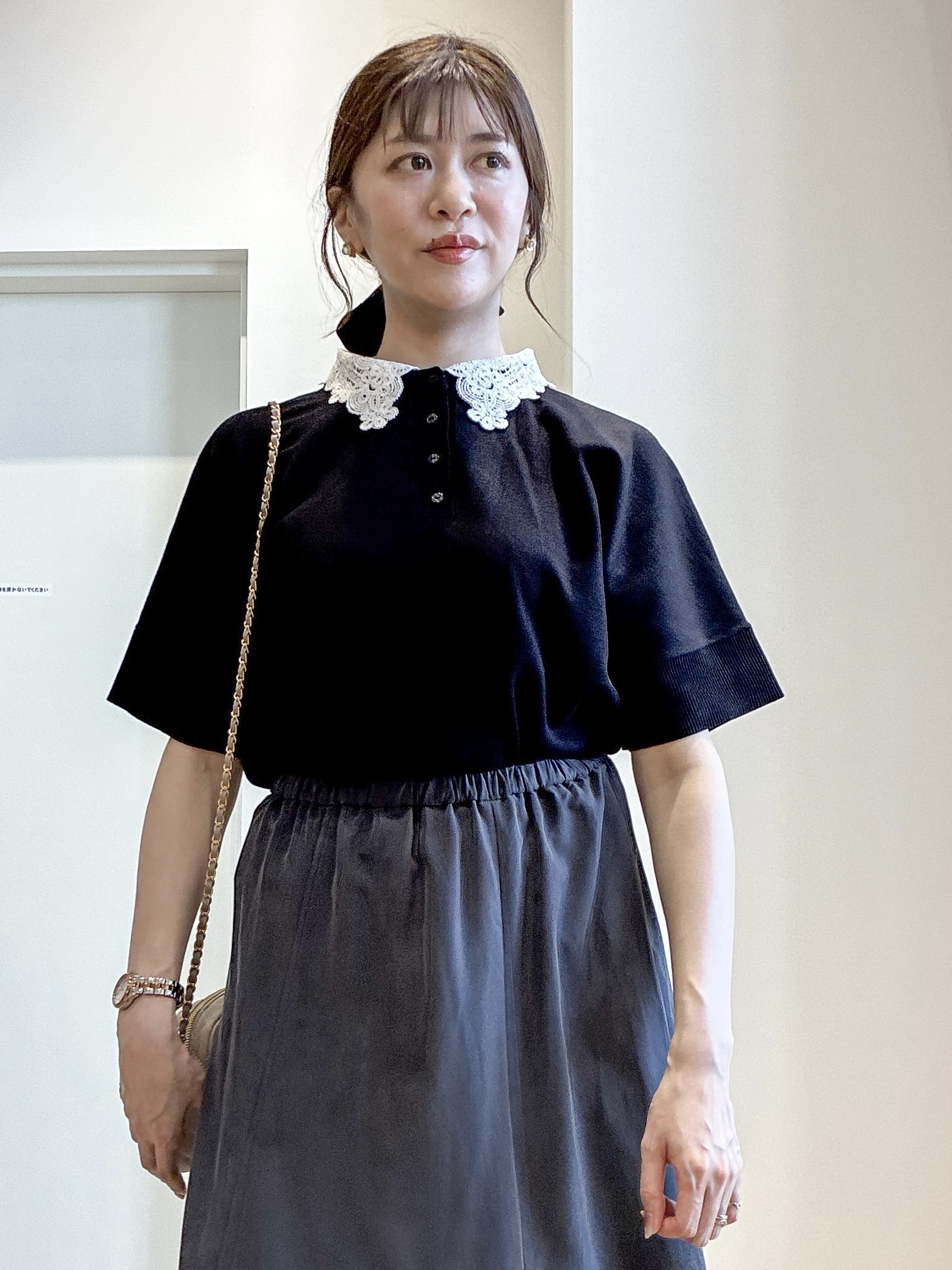 もんちゃんさんの「OPAQUE.CLIP｜【接触冷感】サテンイージーフレアスカート《洗濯機OK》」を使ったコーディネート