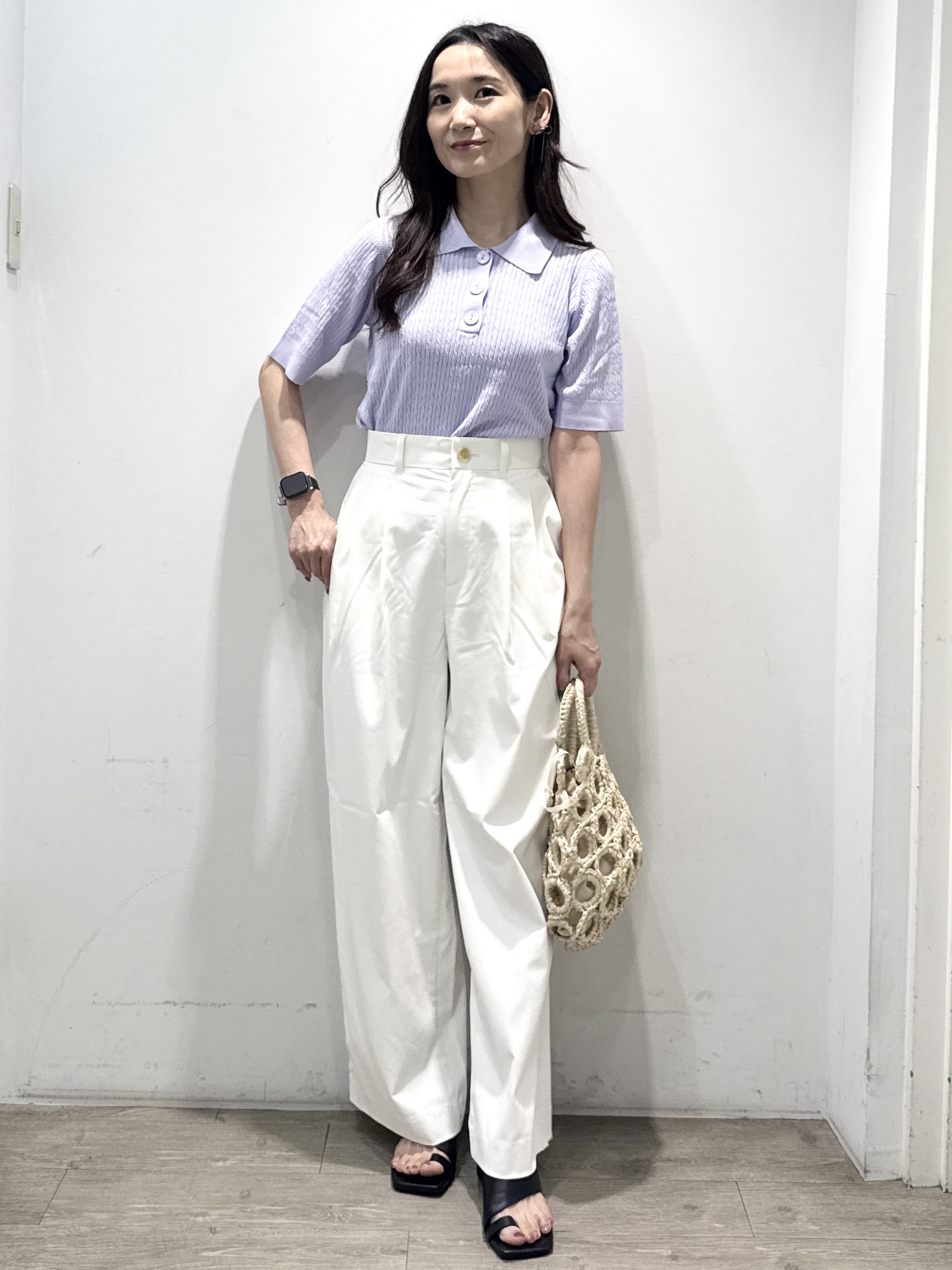 yuicciさんの「OPAQUE.CLIP｜【UV／接触冷感】ケーブルポロニット《洗濯機OK／抗ピル》」を使ったコーディネート