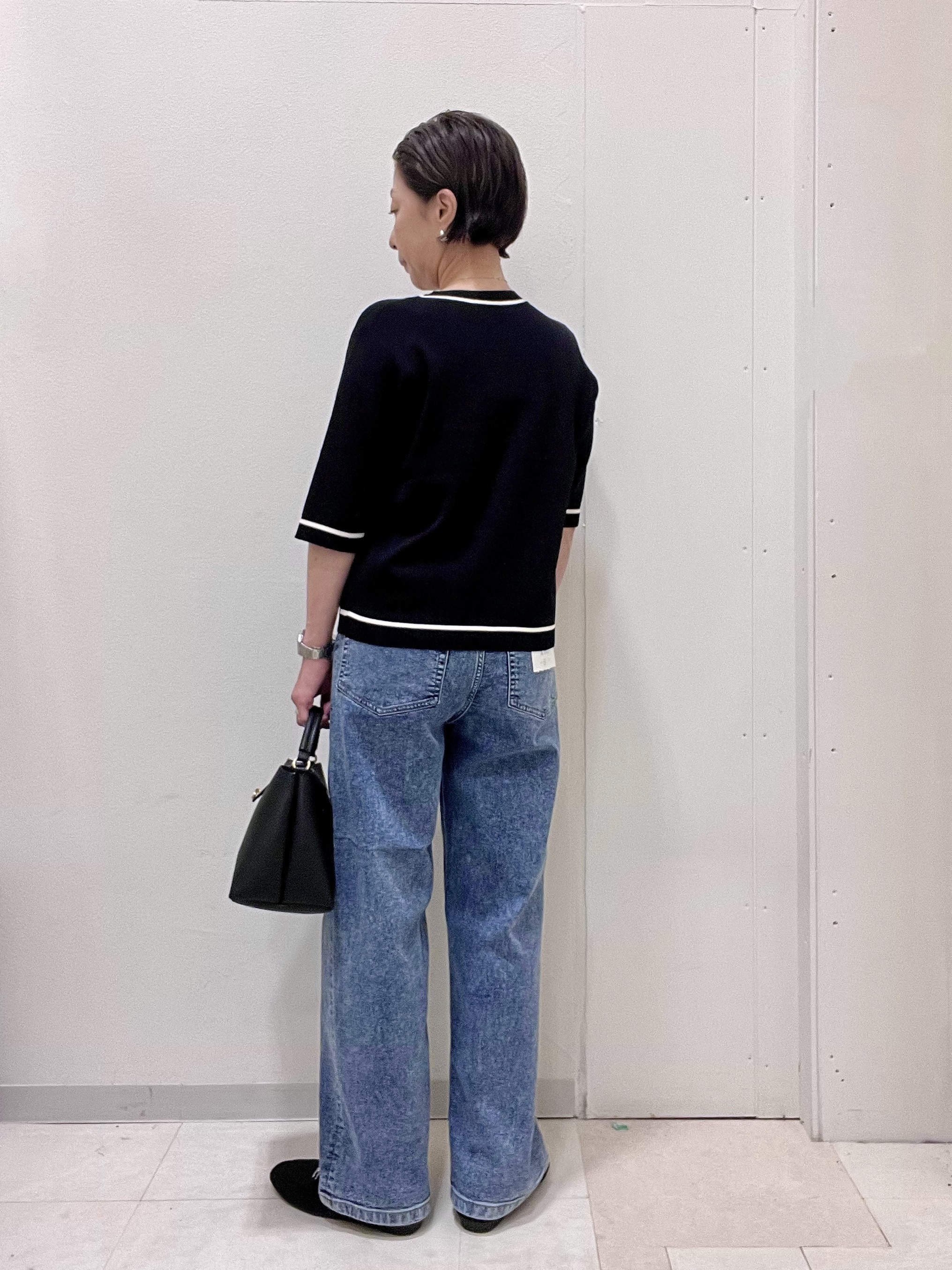 ゆみさんの「SHOO･LA･RUE｜【ひんやり/UV/S-LL/洗濯機可】毛玉になりにくい 配色5分袖カーディガン」を使ったコーディネート