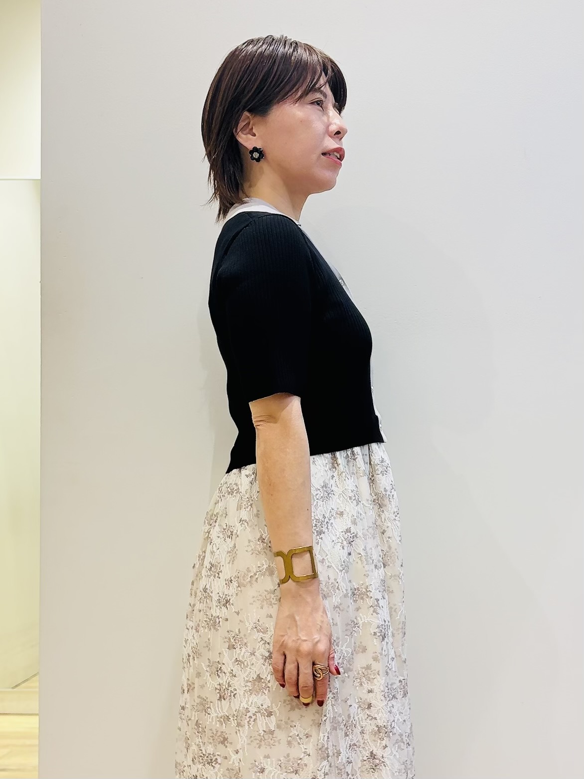 YUKOさんの「index｜衿付きドッキングニットワンピース【洗濯機OK】」を使ったコーディネート