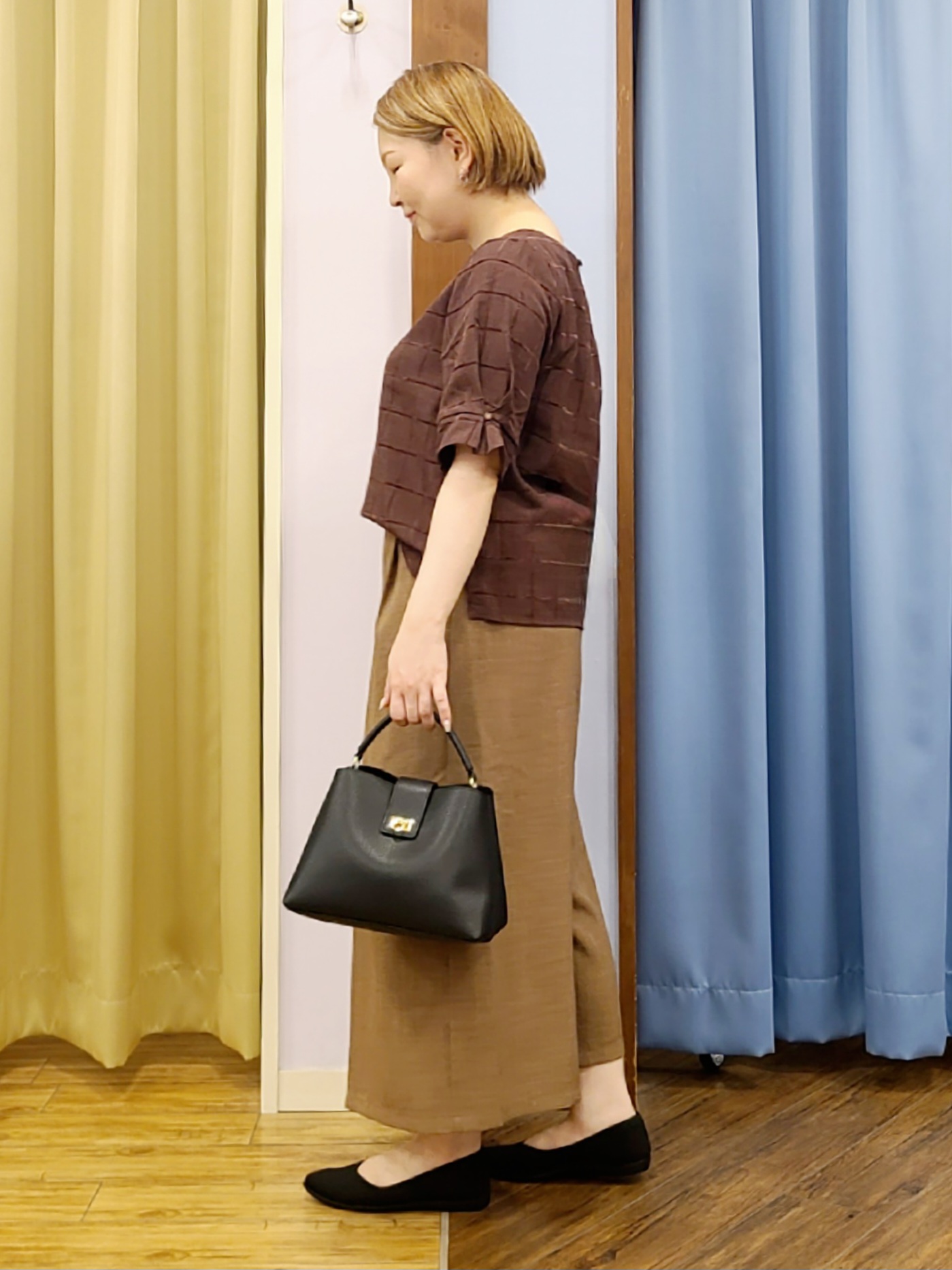 Chiiさんの「SHOO･LA･RUE｜【セットアップ可/S-LL】モールチェックで上品に タックスリーブ ブラウス」を使ったコーディネート