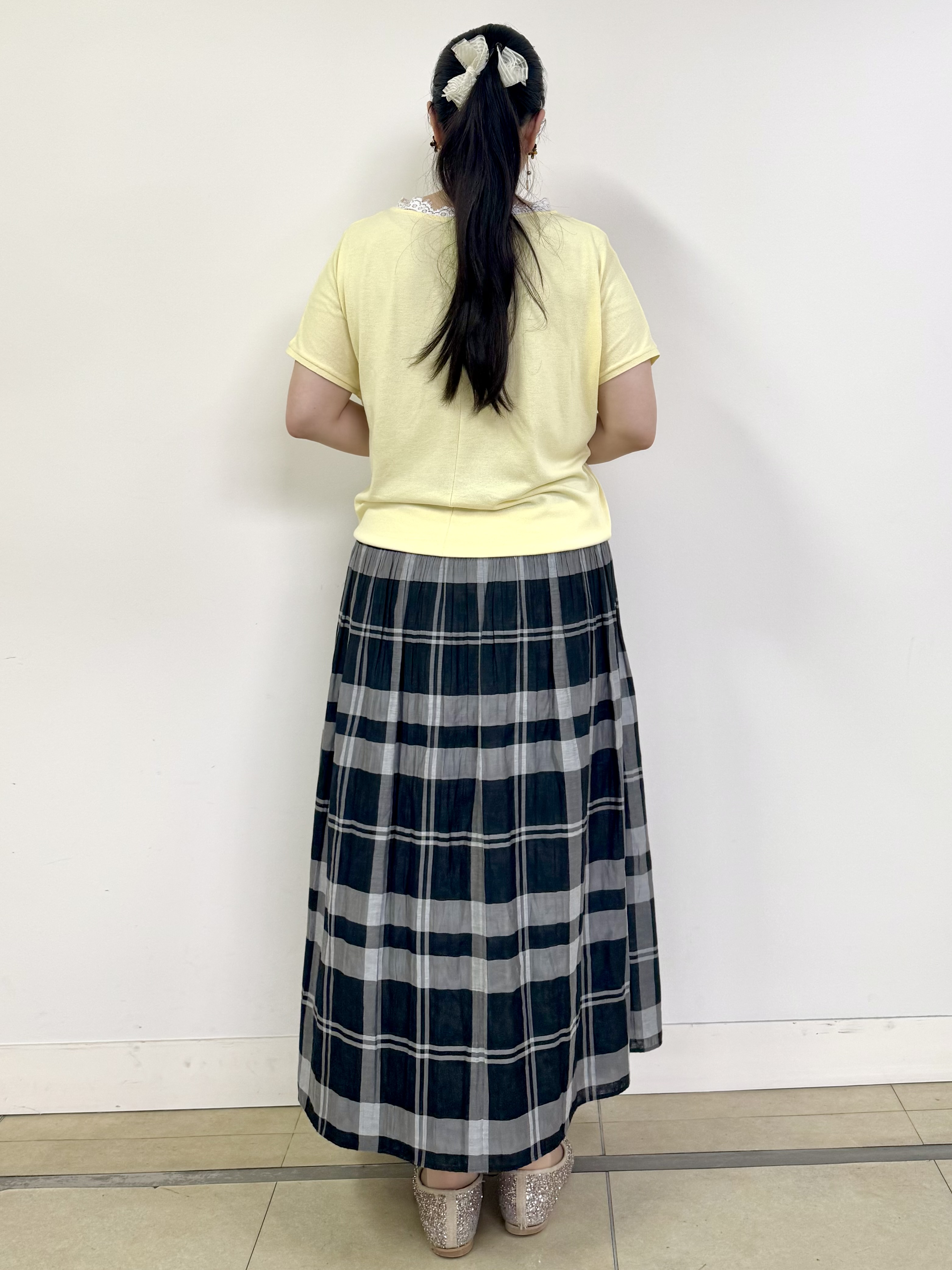 rincoさんの「Reflect｜【二の腕カバー／手洗い可】ネックレース フレンチスリーブニット」を使ったコーディネート
