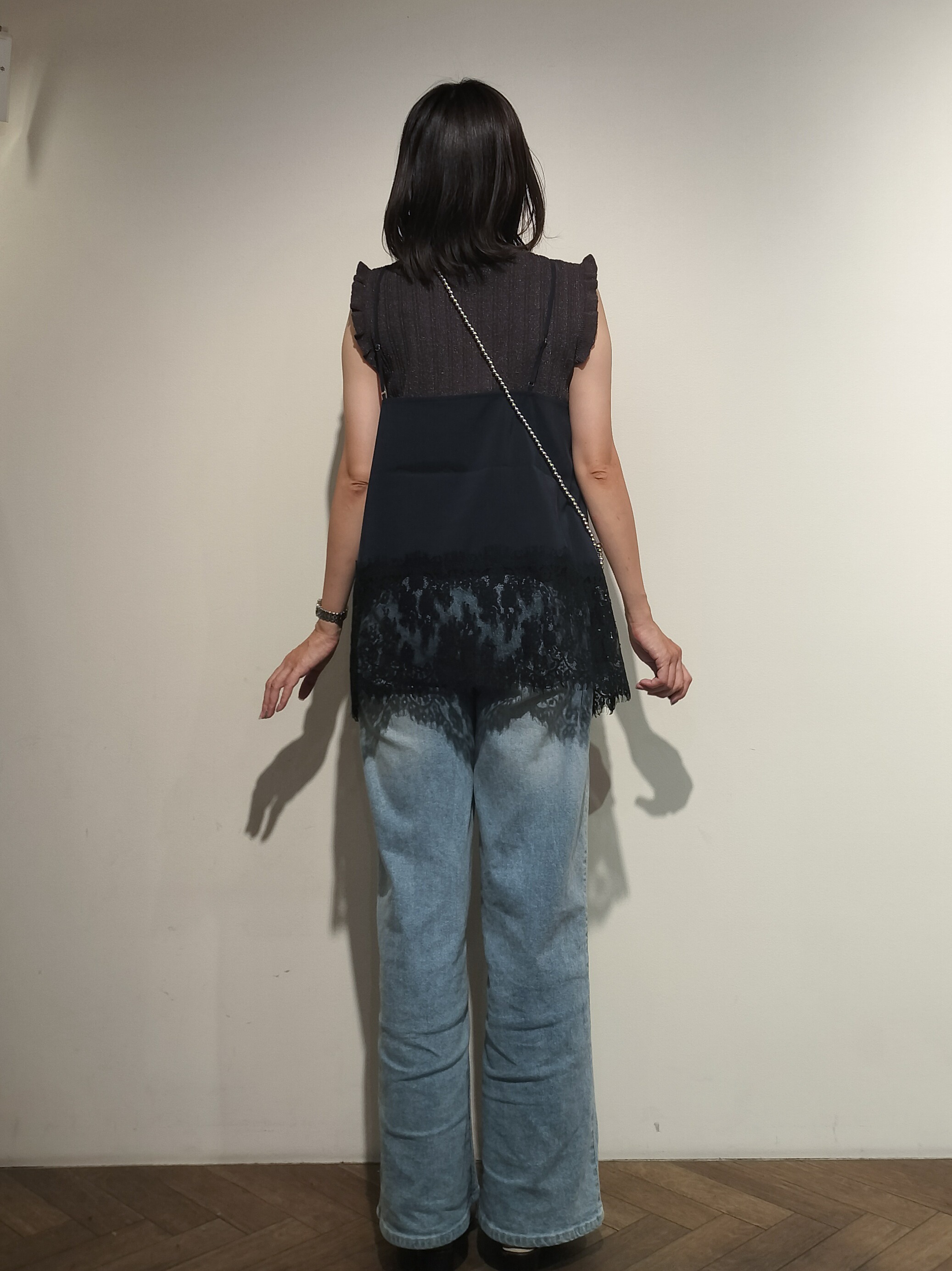 よなさんの「OPAQUE.CLIP｜袖フリルリブニット【洗濯機OK／抗ピル】」を使ったコーディネート