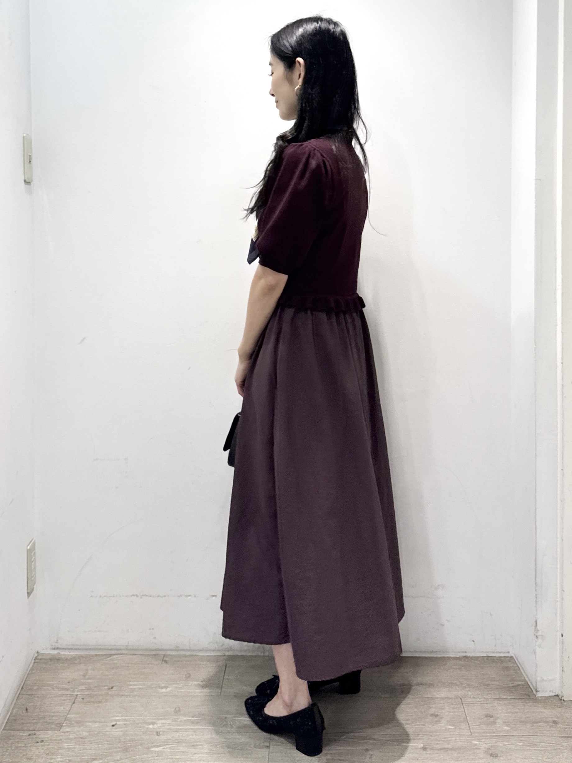 yuicciさんの「OPAQUE.CLIP｜【ほんのり甘い】フリルニット ドッキングワンピース【洗濯機可】」を使ったコーディネート