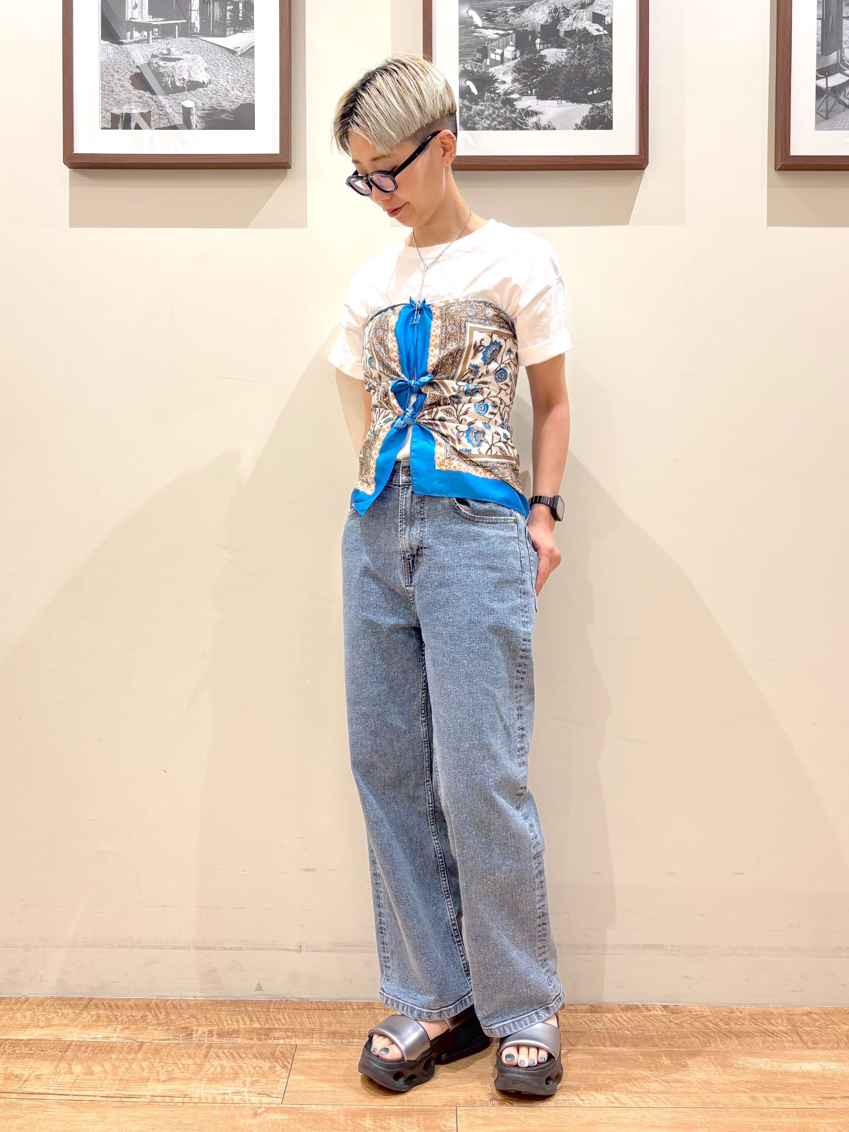 Ayumiさんの「SHOO･LA･RUE｜【通気性〇/セットアップ可/S-LL/洗濯機可】メッシュテーラードジャケット」を使ったコーディネート