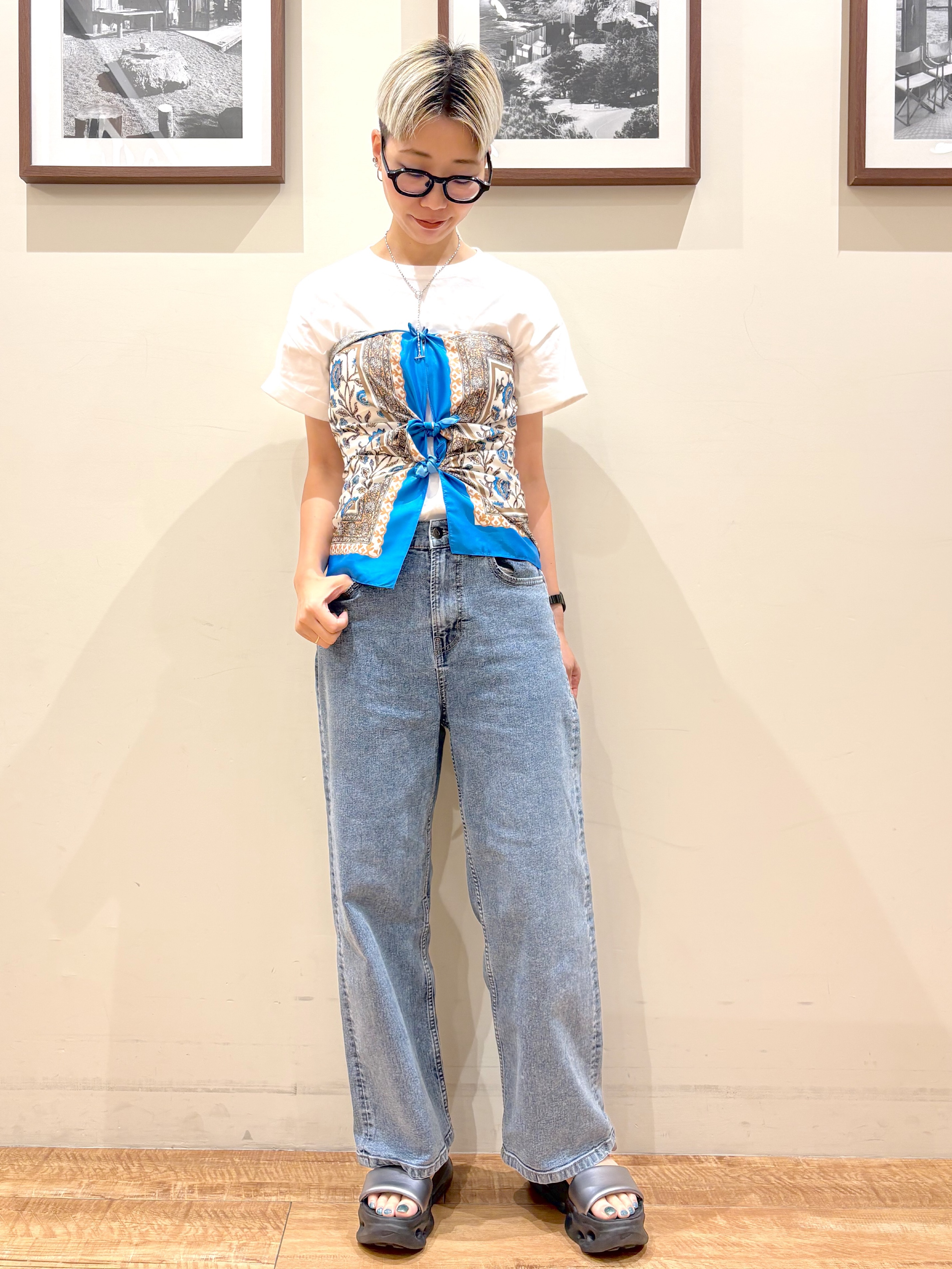 Ayumiさんの「SHOO･LA･RUE｜【通気性〇/セットアップ可/S-LL/洗濯機可】メッシュテーラードジャケット」を使ったコーディネート