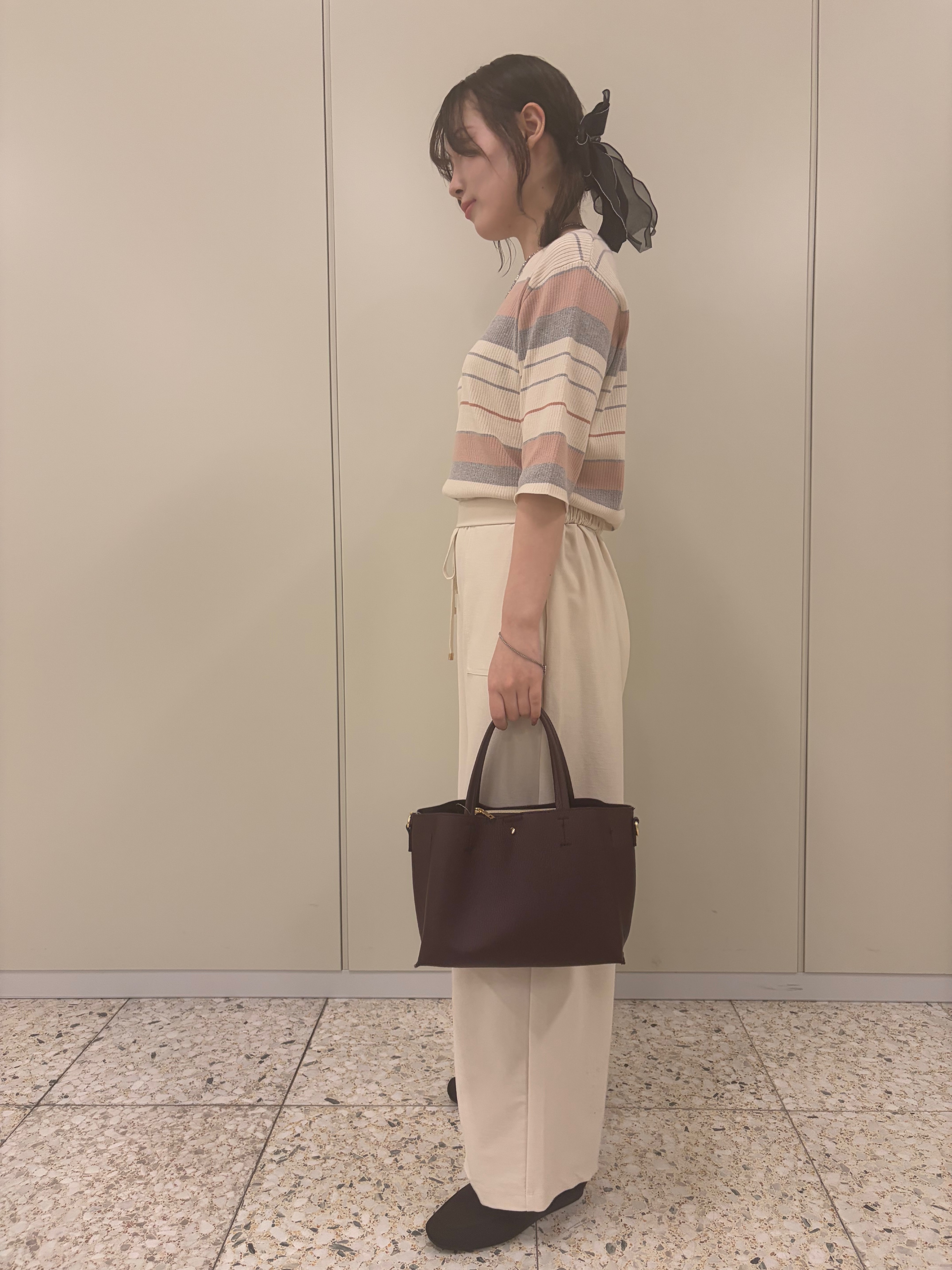 ひよりん⭐️さんの「SHOO･LA･RUE｜【S-LL】オンオフ着られる マルチボーダーリブニット」を使ったコーディネート