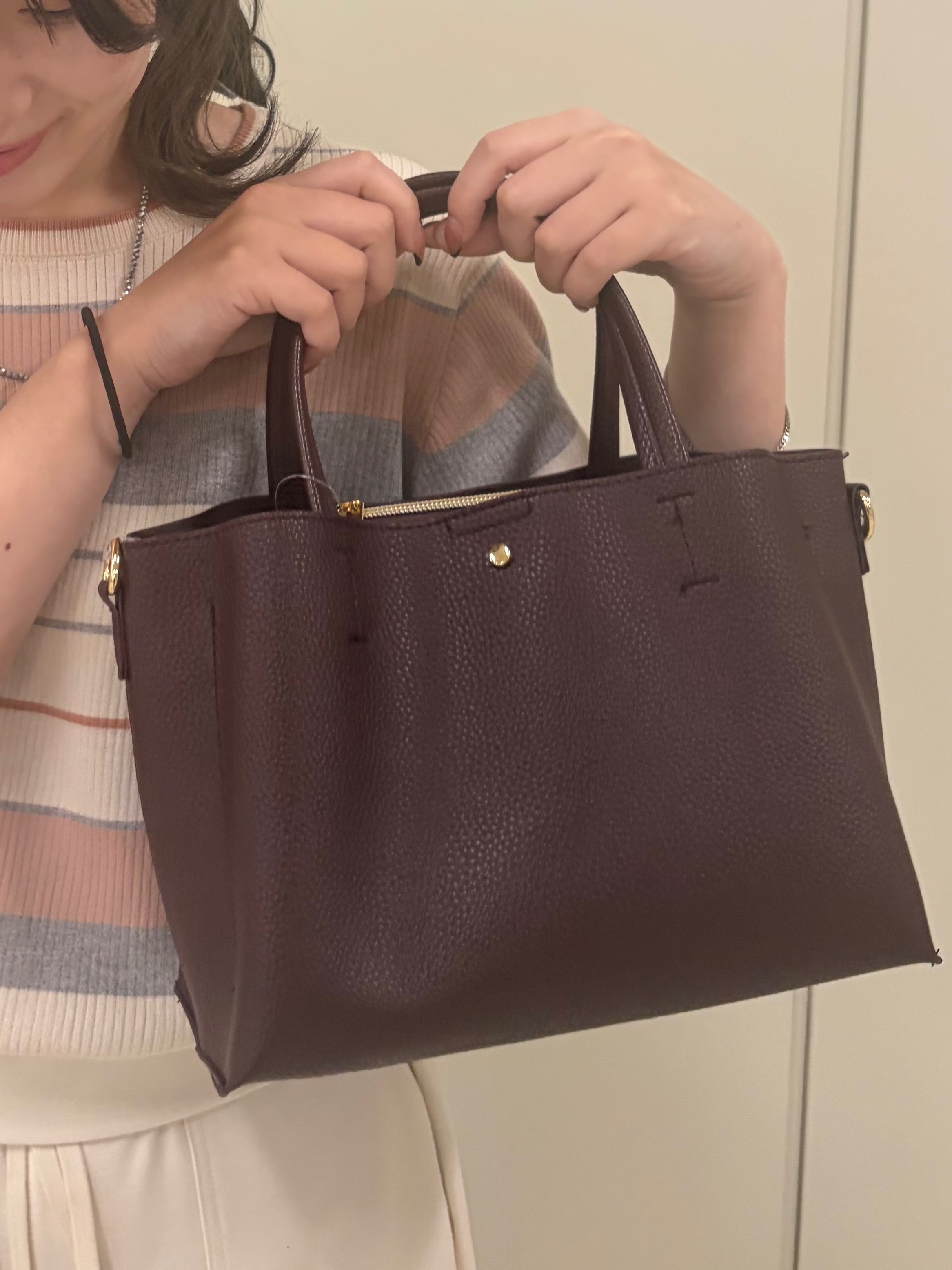 ひよりん⭐️さんの「SHOO･LA･RUE｜【S-LL】オンオフ着られる マルチボーダーリブニット」を使ったコーディネート