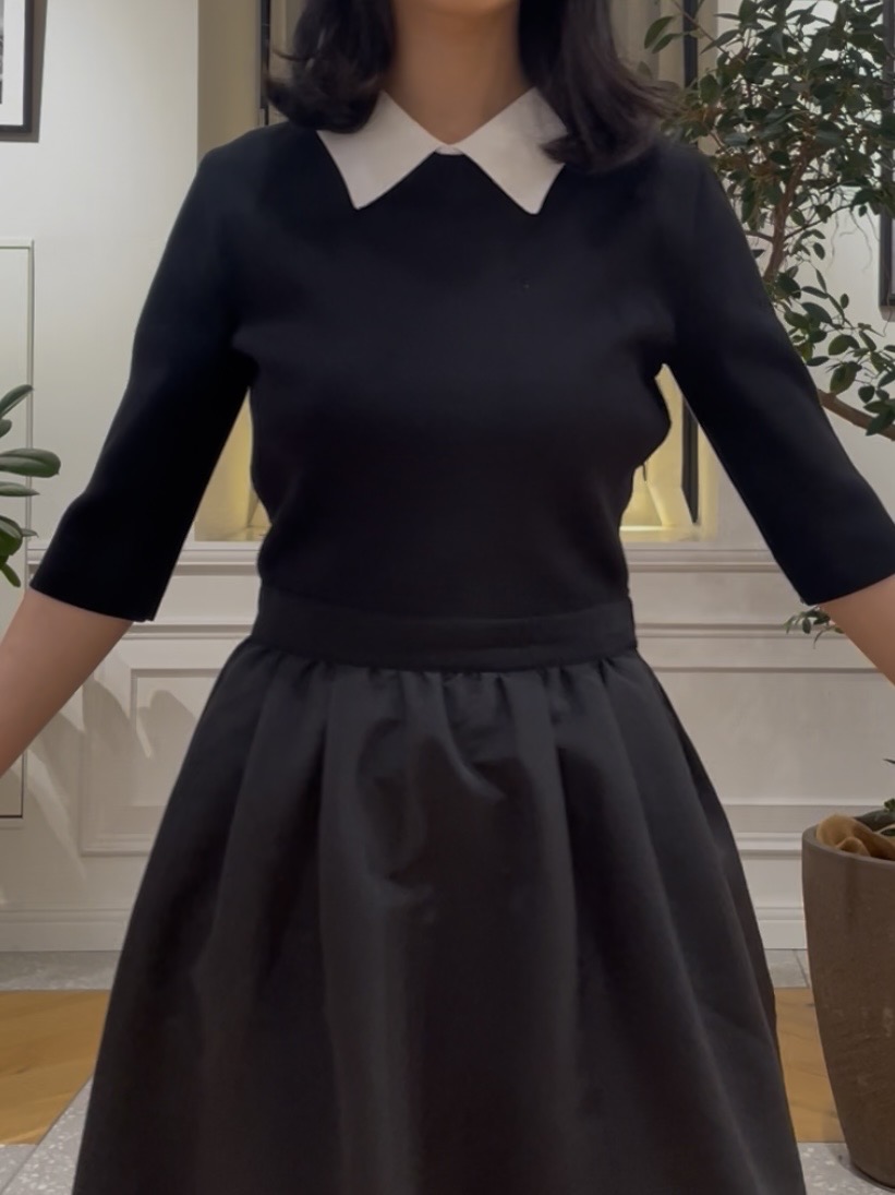 Lilyさんの「DRESSTERIOR｜バイカラーニットコンビワンピース」を使ったコーディネート