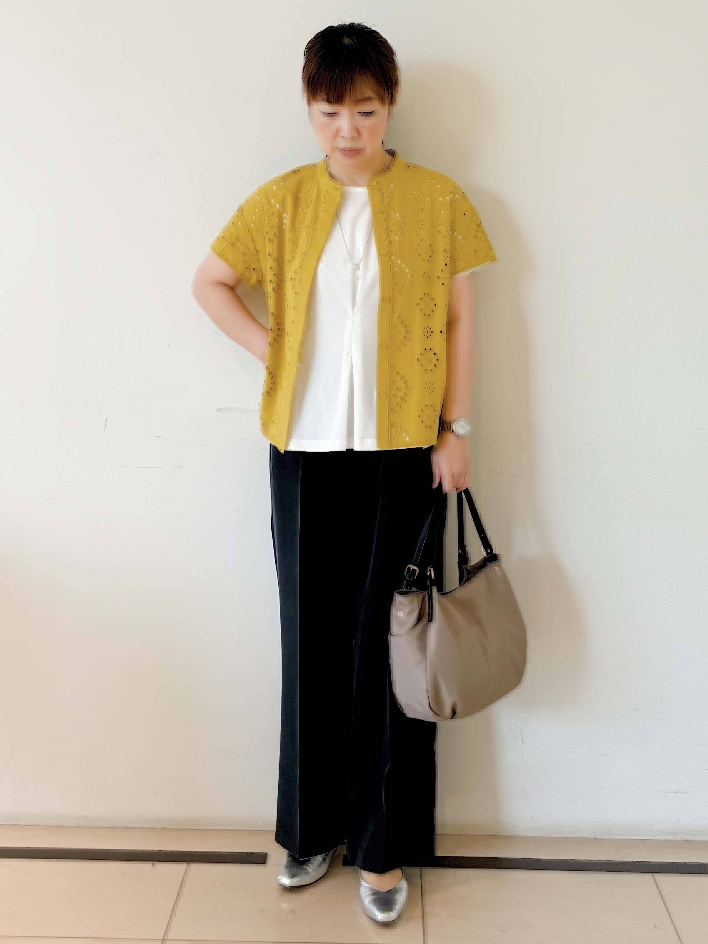 ひーさんの「Reflect｜【通勤◎】カットワーク刺繍レース シャツブラウス」を使ったコーディネート