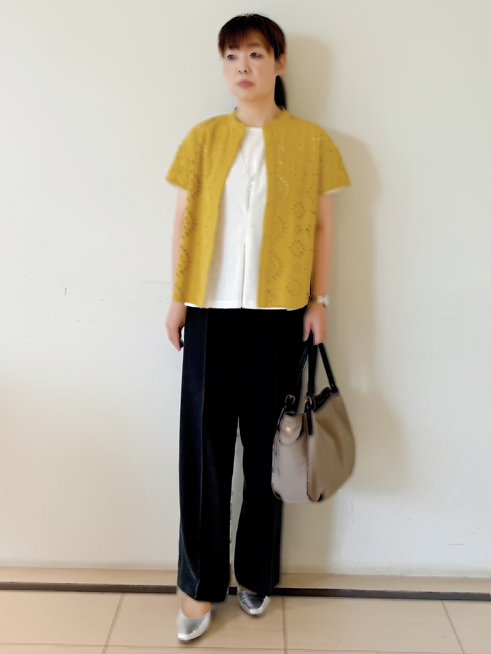 ひーさんの「Reflect｜【通勤◎】カットワーク刺繍レース シャツブラウス」を使ったコーディネート