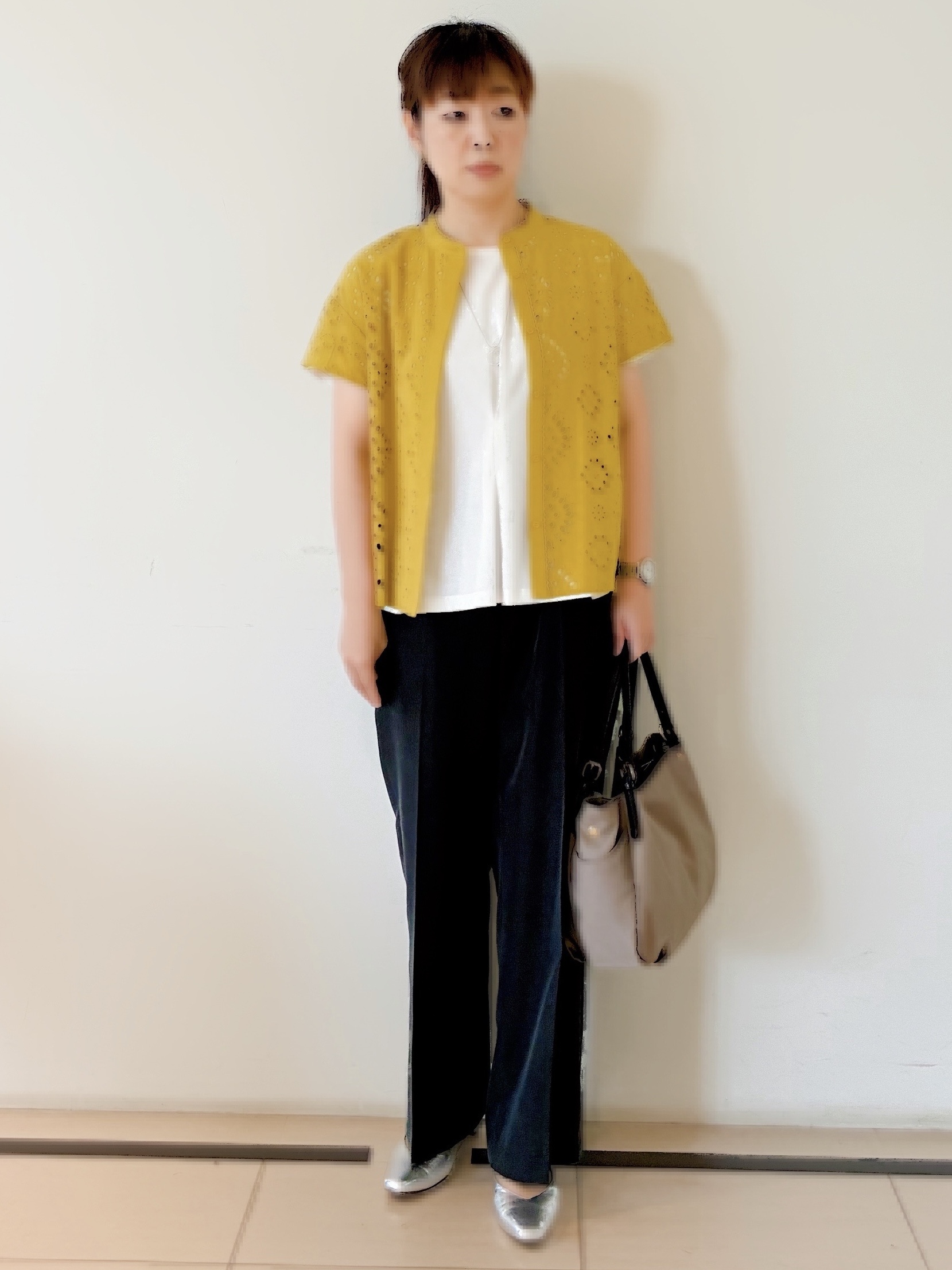 ひーさんの「Reflect｜【通勤◎】カットワーク刺繍レース シャツブラウス」を使ったコーディネート