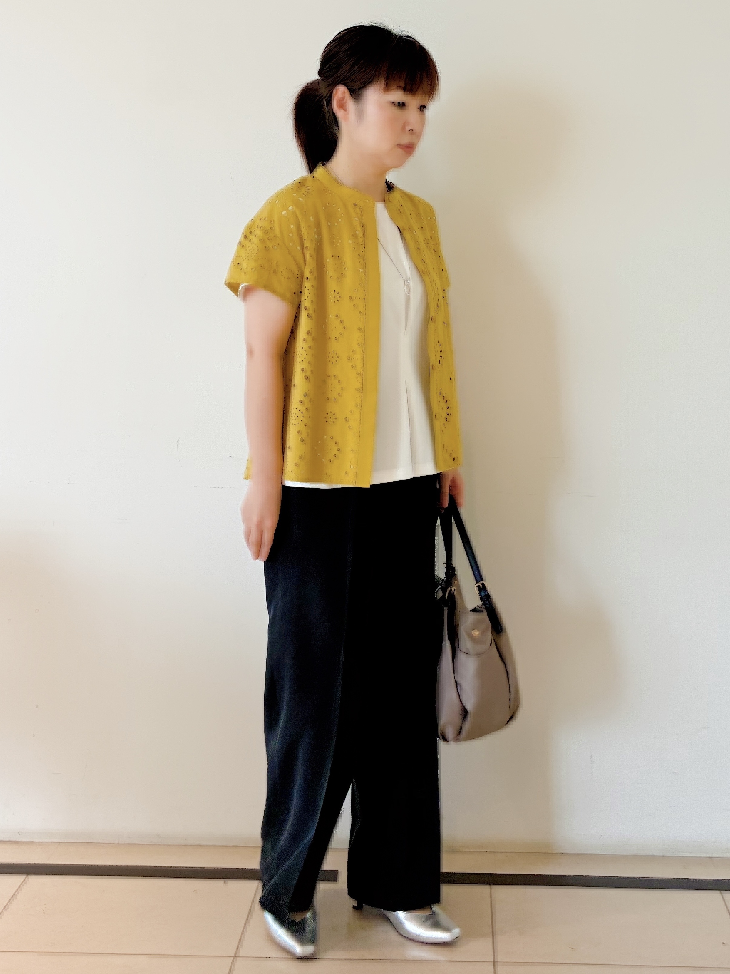 ひーさんの「Reflect｜【通勤◎】カットワーク刺繍レース シャツブラウス」を使ったコーディネート