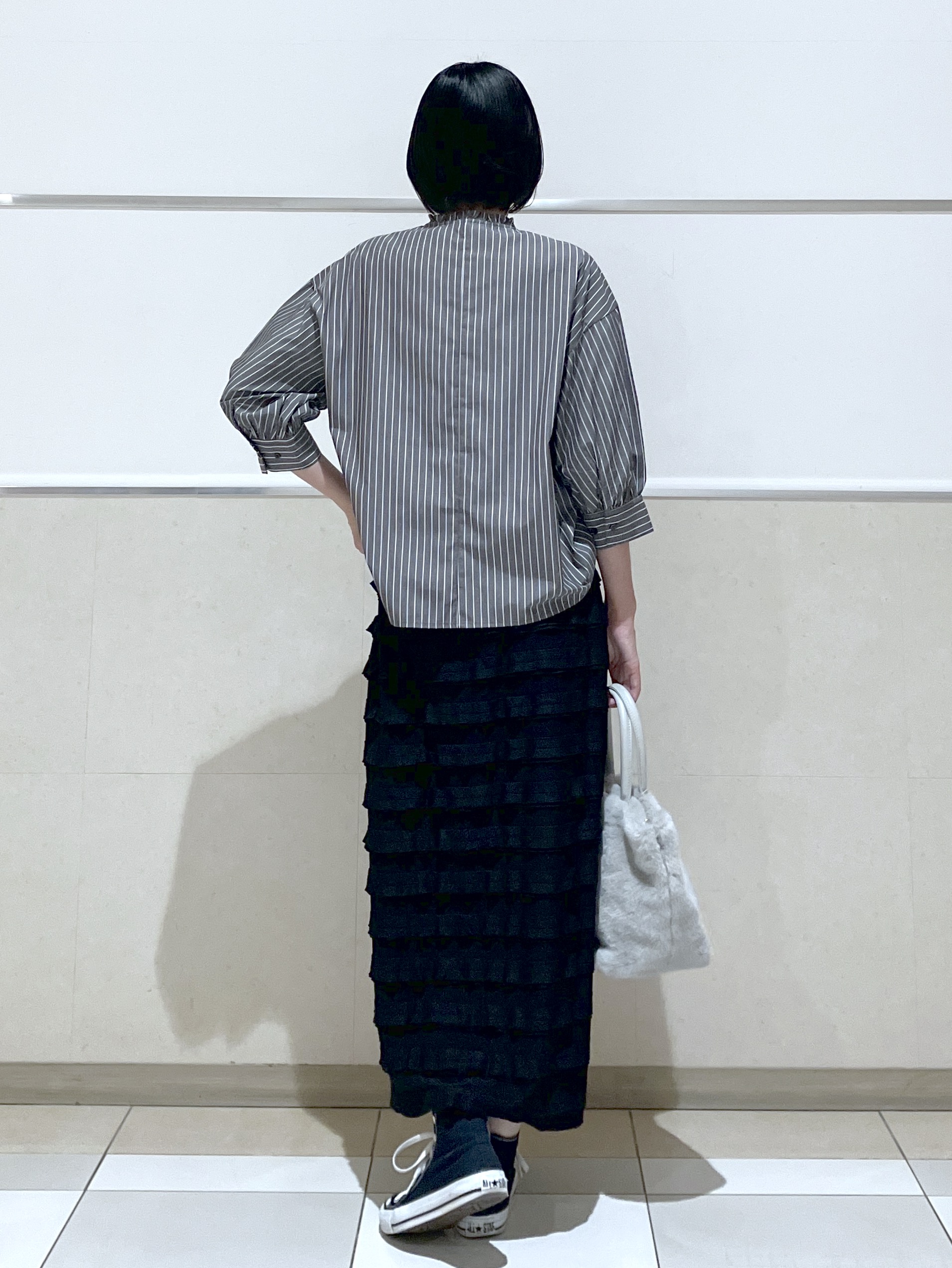 eriko さんの「Dessin｜【UVカット】ストライプフリルブラウス6分袖」を使ったコーディネート