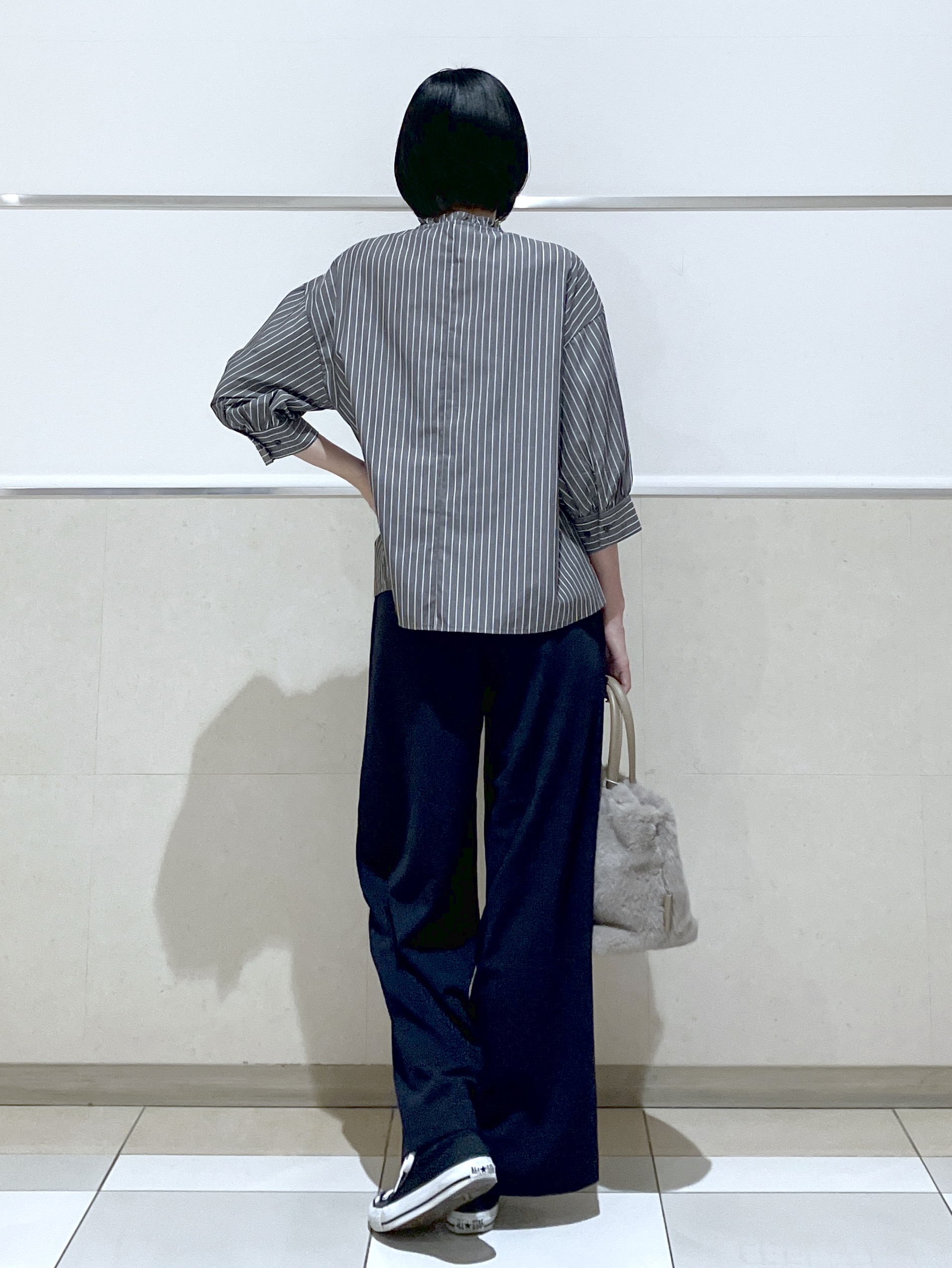 eriko さんの「Dessin｜【UVカット】ストライプフリルブラウス6分袖」を使ったコーディネート
