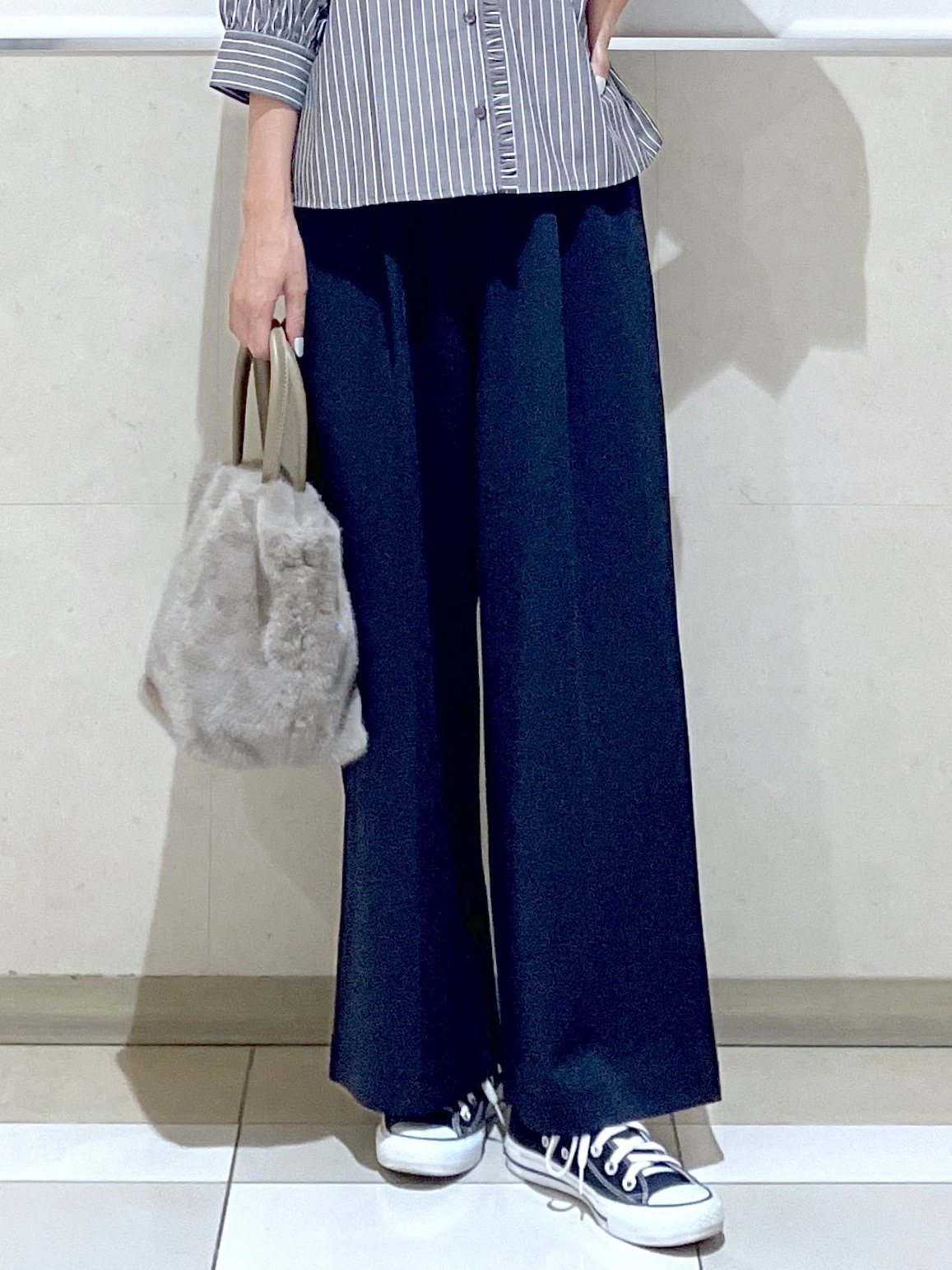 eriko さんの「Dessin｜【UVカット】ストライプフリルブラウス6分袖」を使ったコーディネート