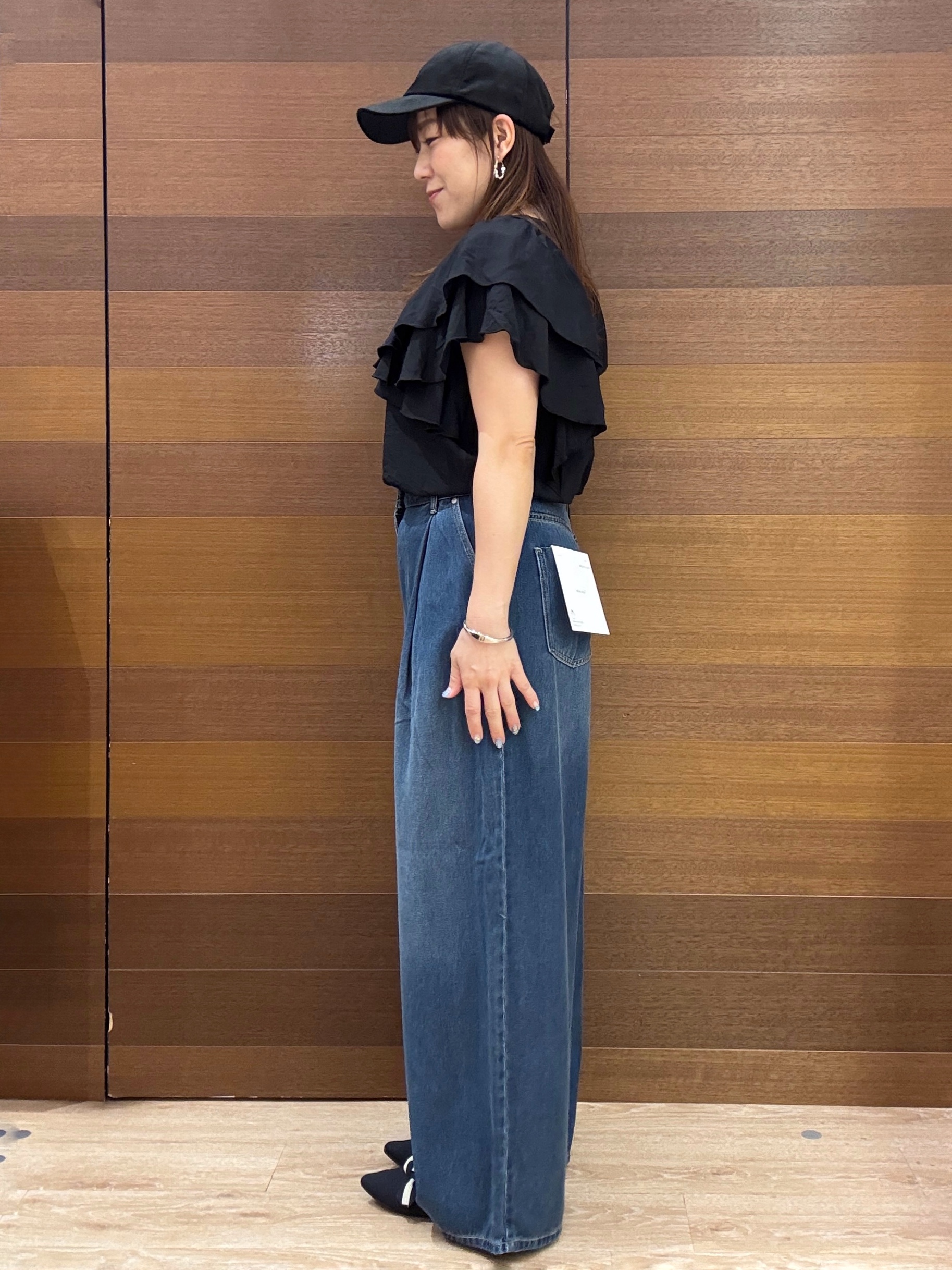 maichiさんの「OPAQUE.CLIP｜【接触冷感／UVケア】ハートネックレースレイヤードトップス《洗濯機OK／6col》」を使ったコーディネート