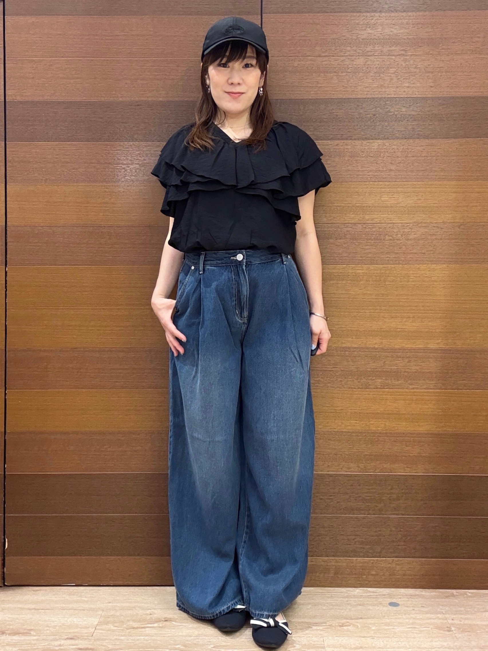 maichiさんの「OPAQUE.CLIP｜【接触冷感／UVケア】ハートネックレースレイヤードトップス《洗濯機OK／6col》」を使ったコーディネート