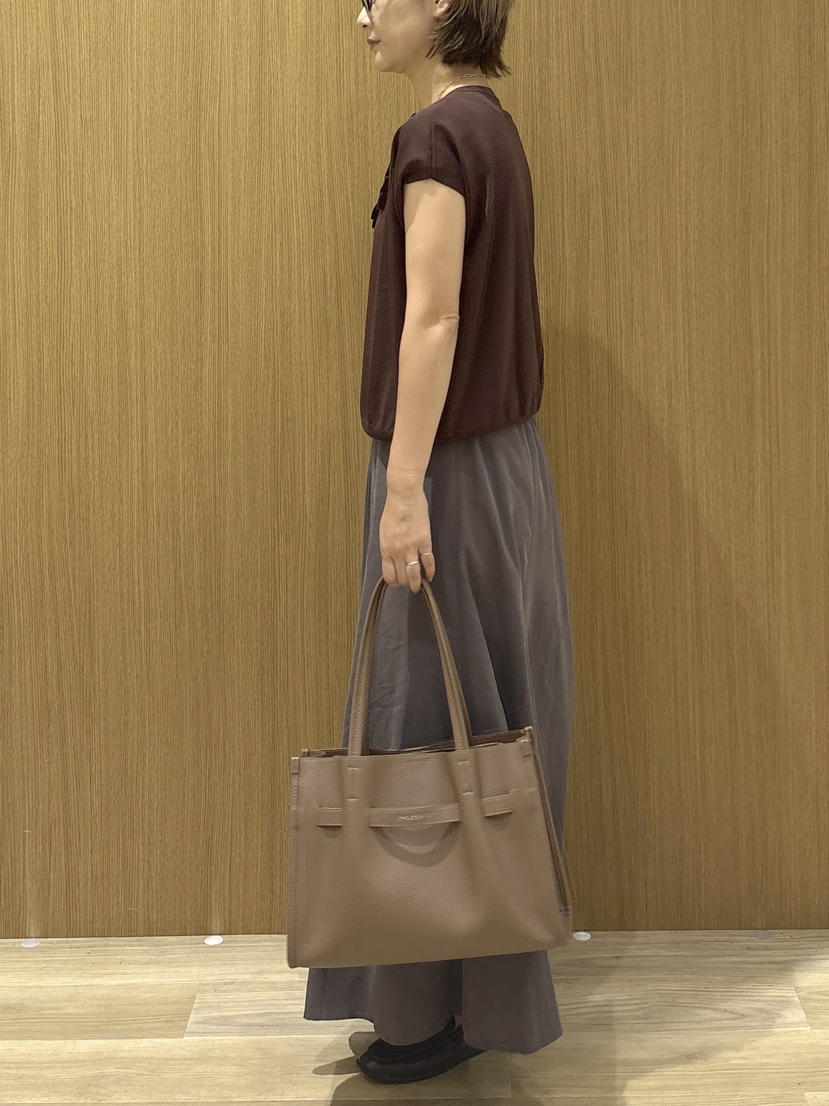 たけねぇさんの「OPAQUE.CLIP｜【接触冷感／UV】フリルフレンチスリーブニット《洗濯機OK》」を使ったコーディネート