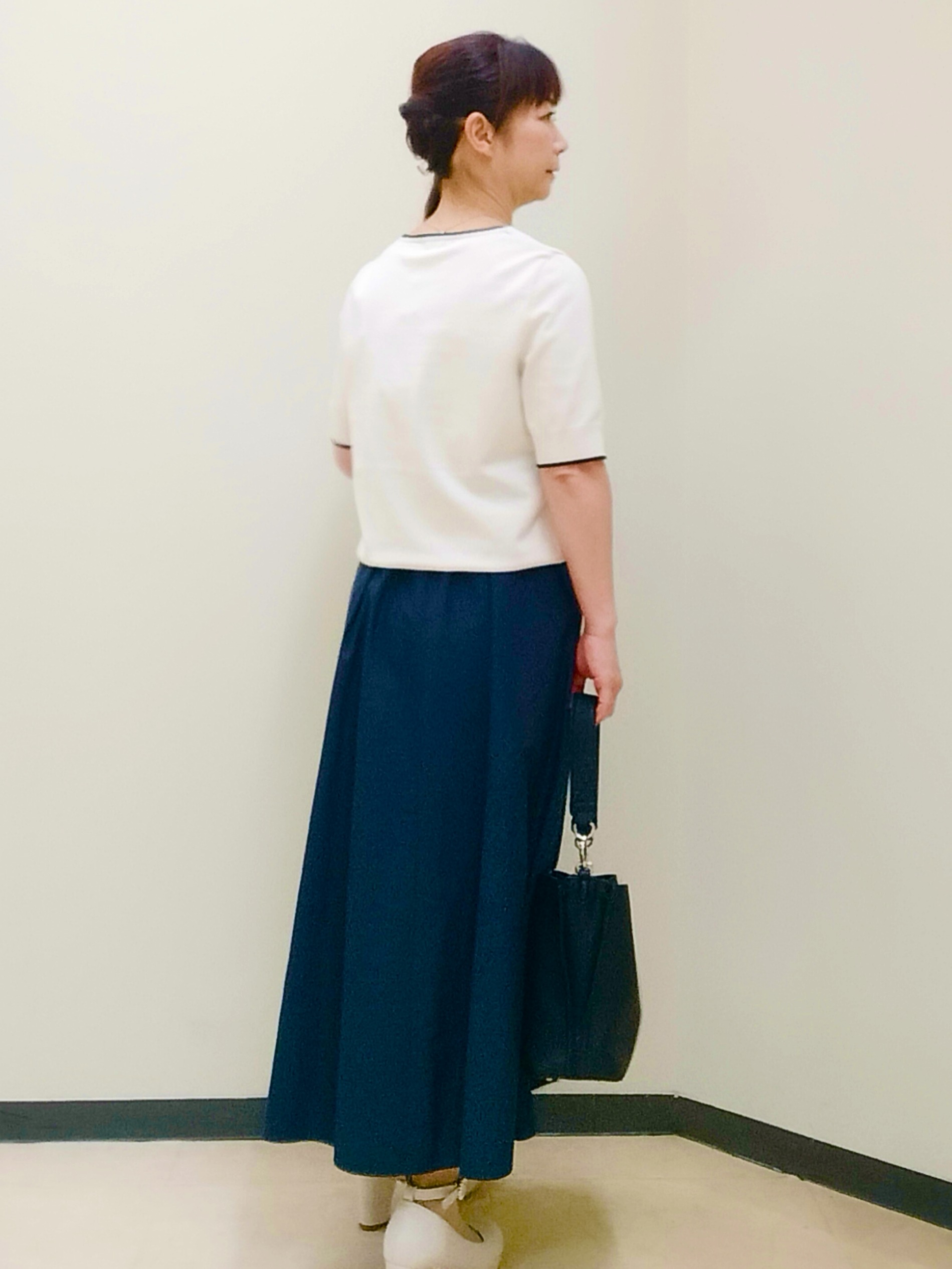 花さんの「Reflect｜【UVカット／アンサンブル／手洗い可】バイカラーニットプルオーバー」を使ったコーディネート