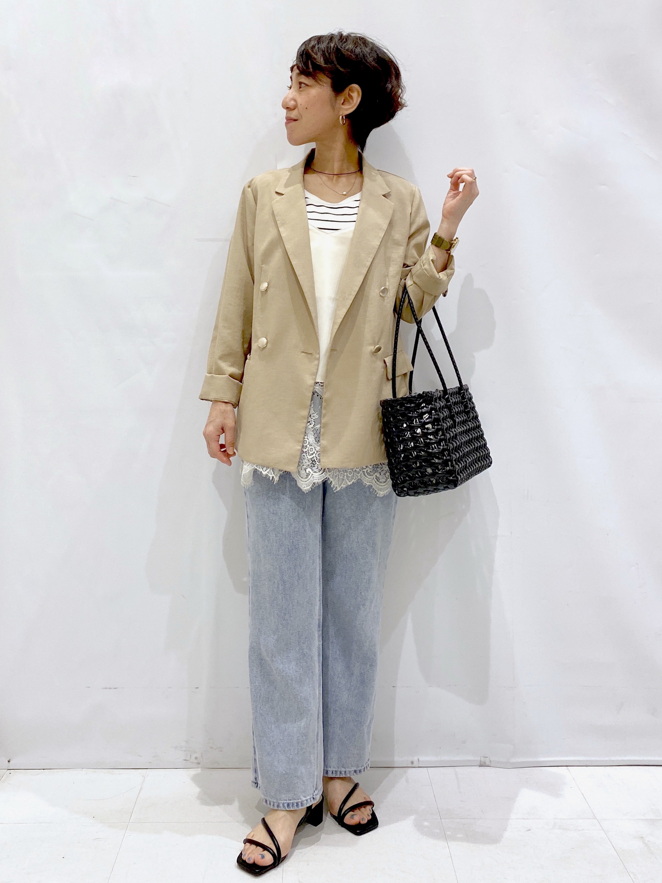 Bonさんの「OPAQUE.CLIP｜《再入荷》ダブルブレストテーラードジャケット【接触冷感／吸水速乾／イージーアイロン／防シワ／洗濯機O」を使ったコーディネート