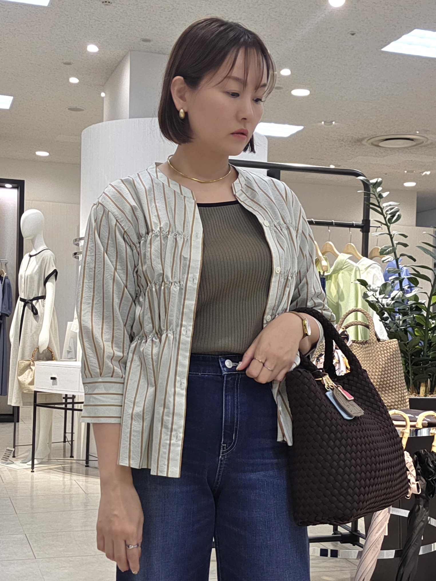 naokoさんの「UNTITLED｜ストライプシャーリングブラウス」を使ったコーディネート