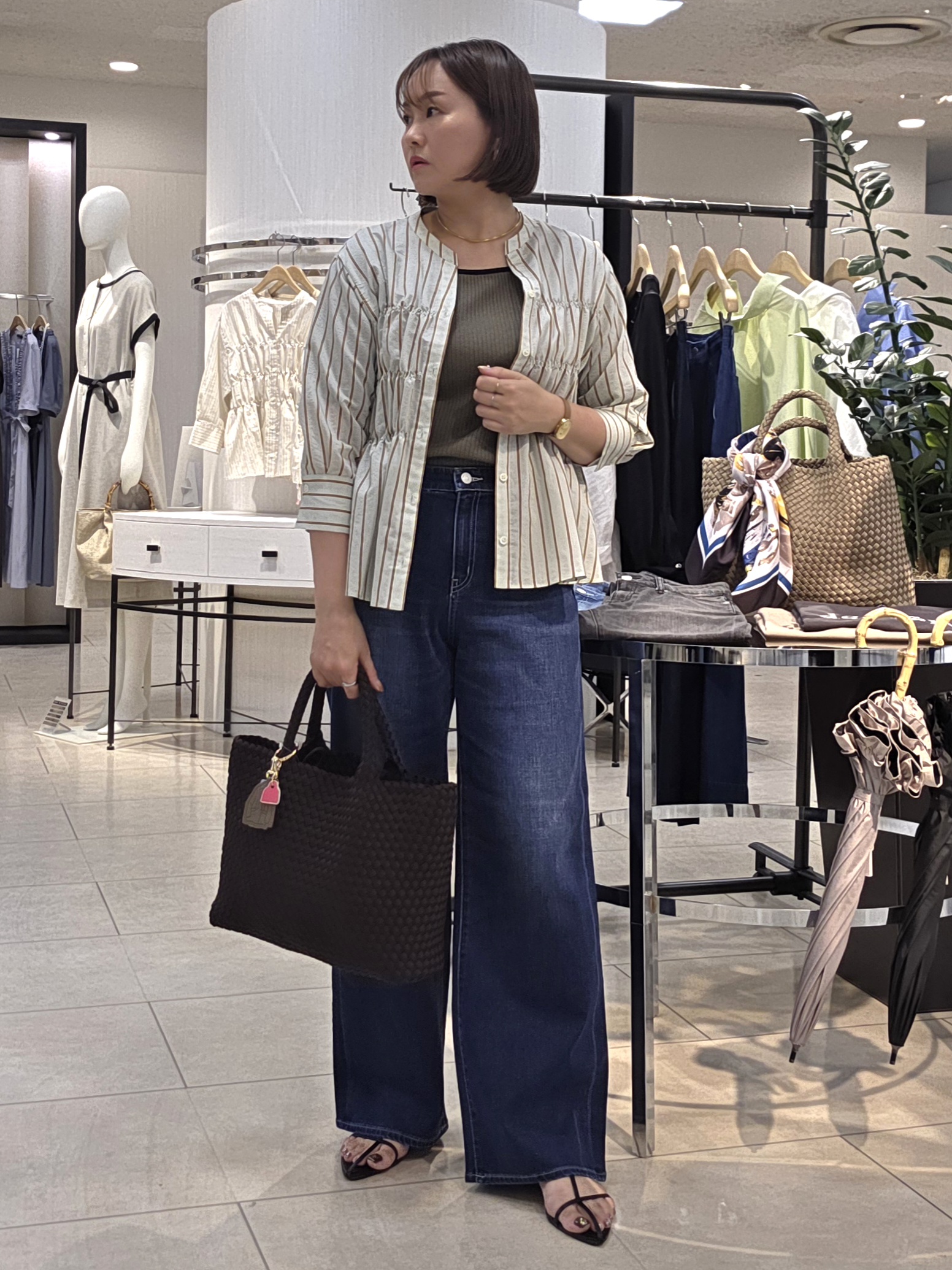 naokoさんの「UNTITLED｜ストライプシャーリングブラウス」を使ったコーディネート