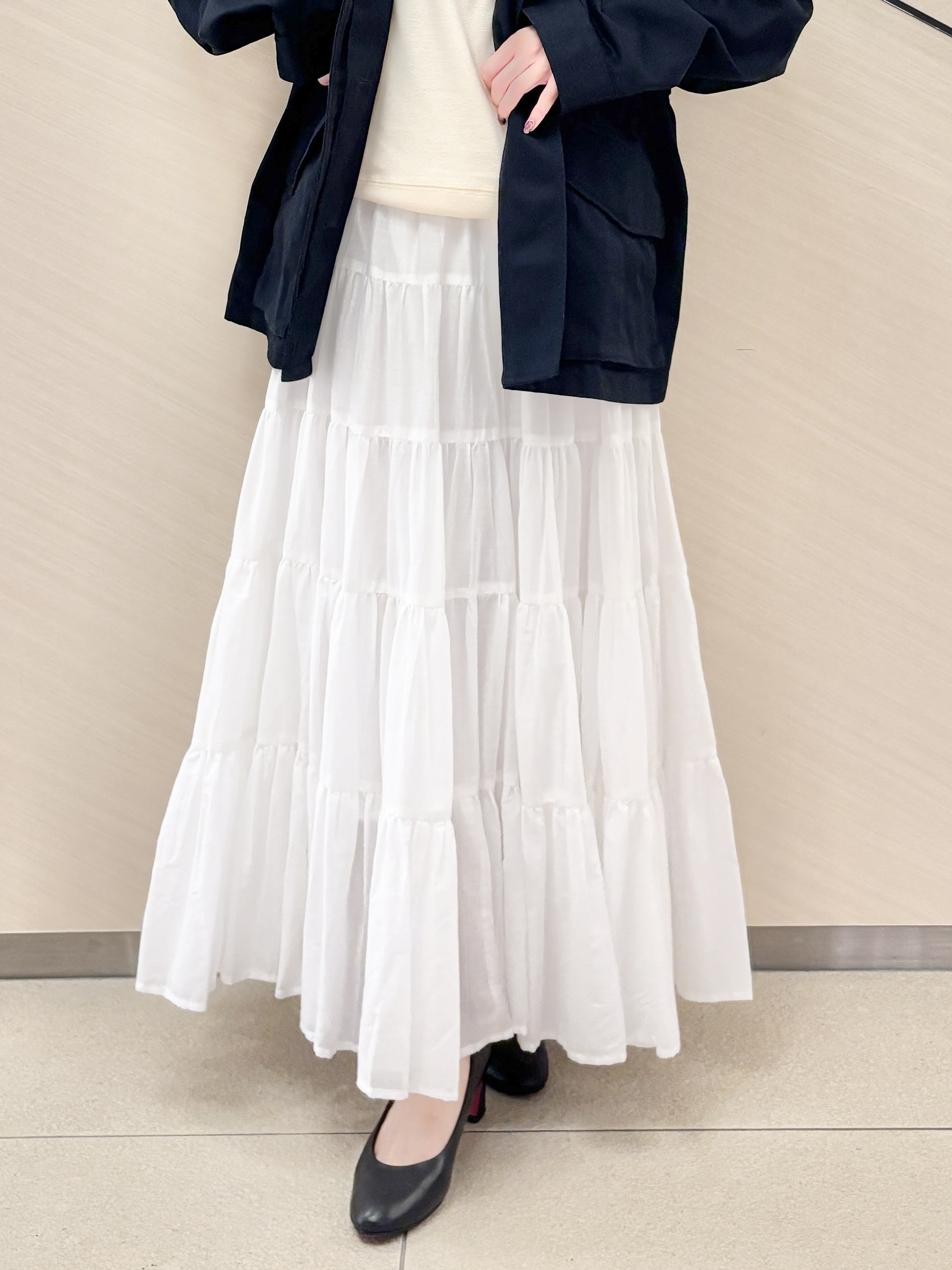 清水夏姫さんの「DRESSTERIOR｜【再入荷】コットンボイルティアードスカート」を使ったコーディネート