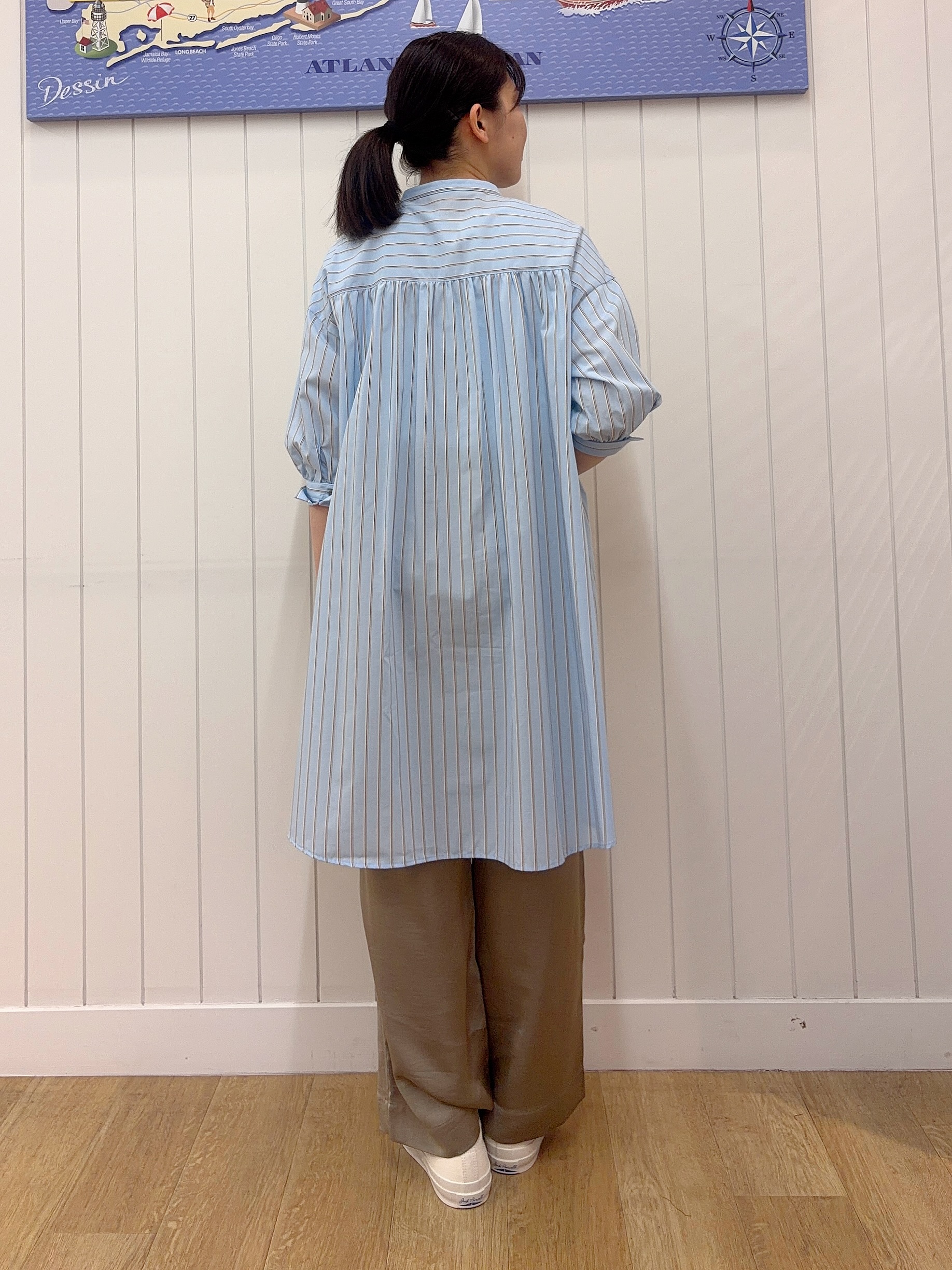 Mayaさんの「Dessin｜【UVカット】チュニックストライプシャツ6分袖」を使ったコーディネート